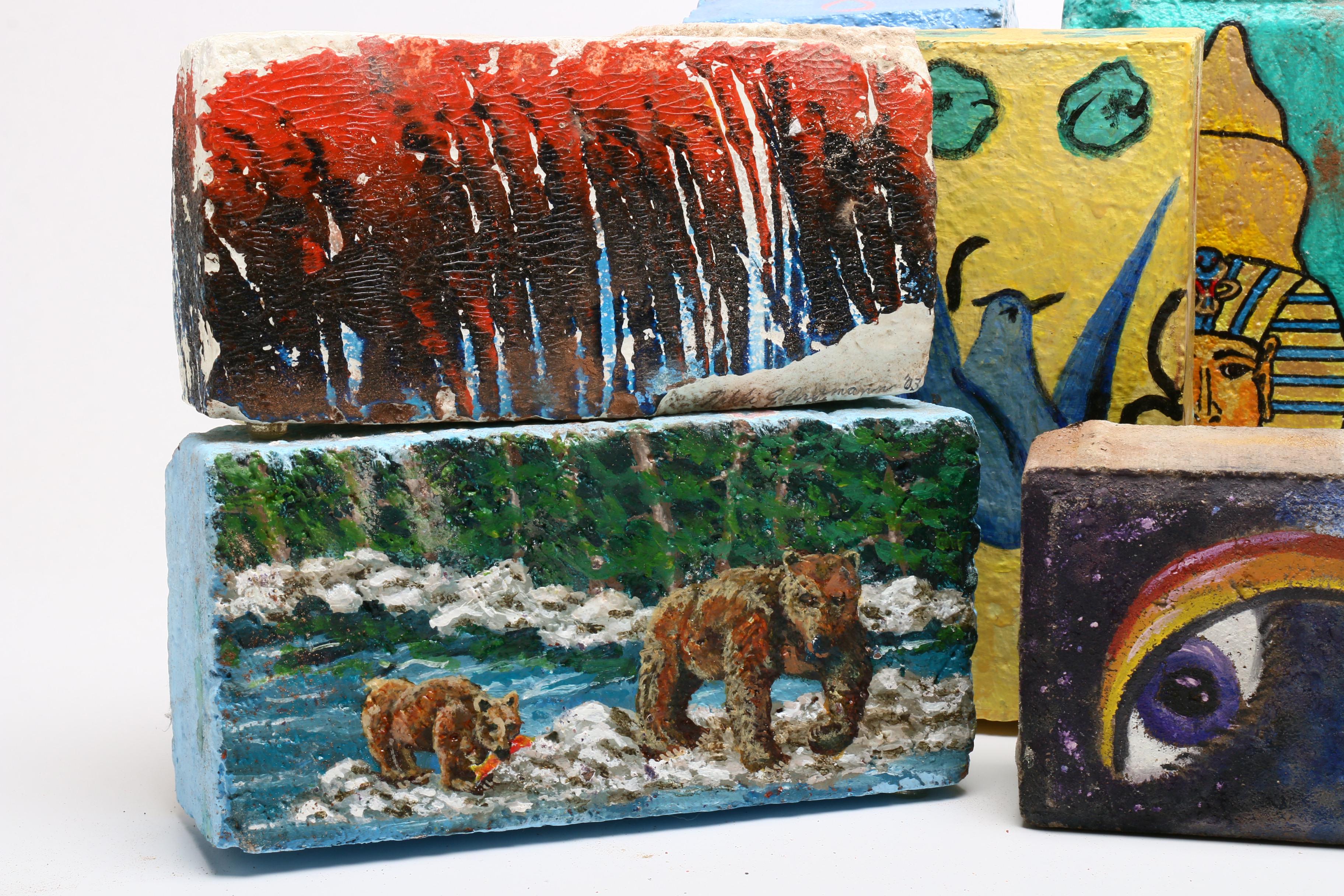 Group of Painted Bricks