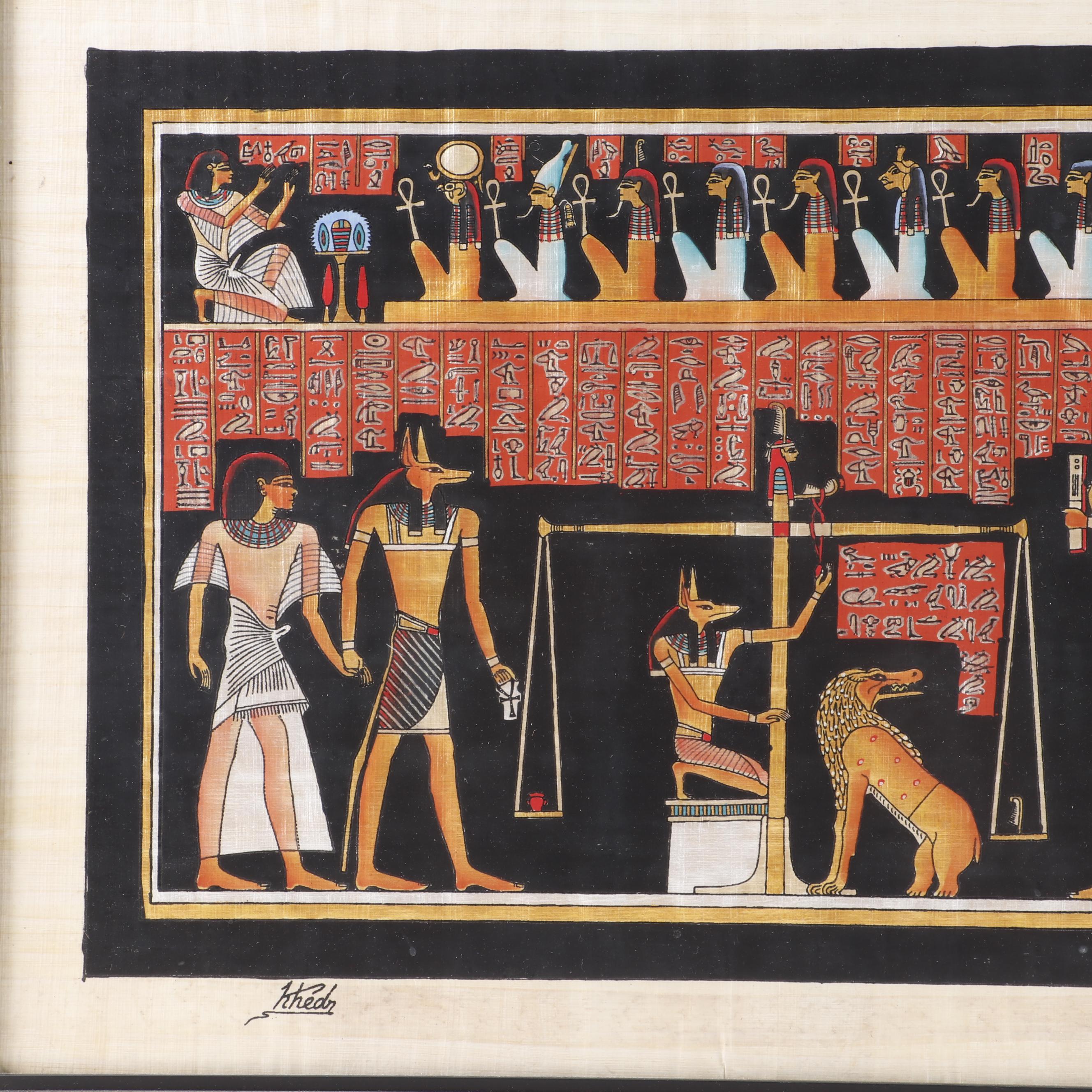 Khedn Egyptian Style Mixed Media Painting