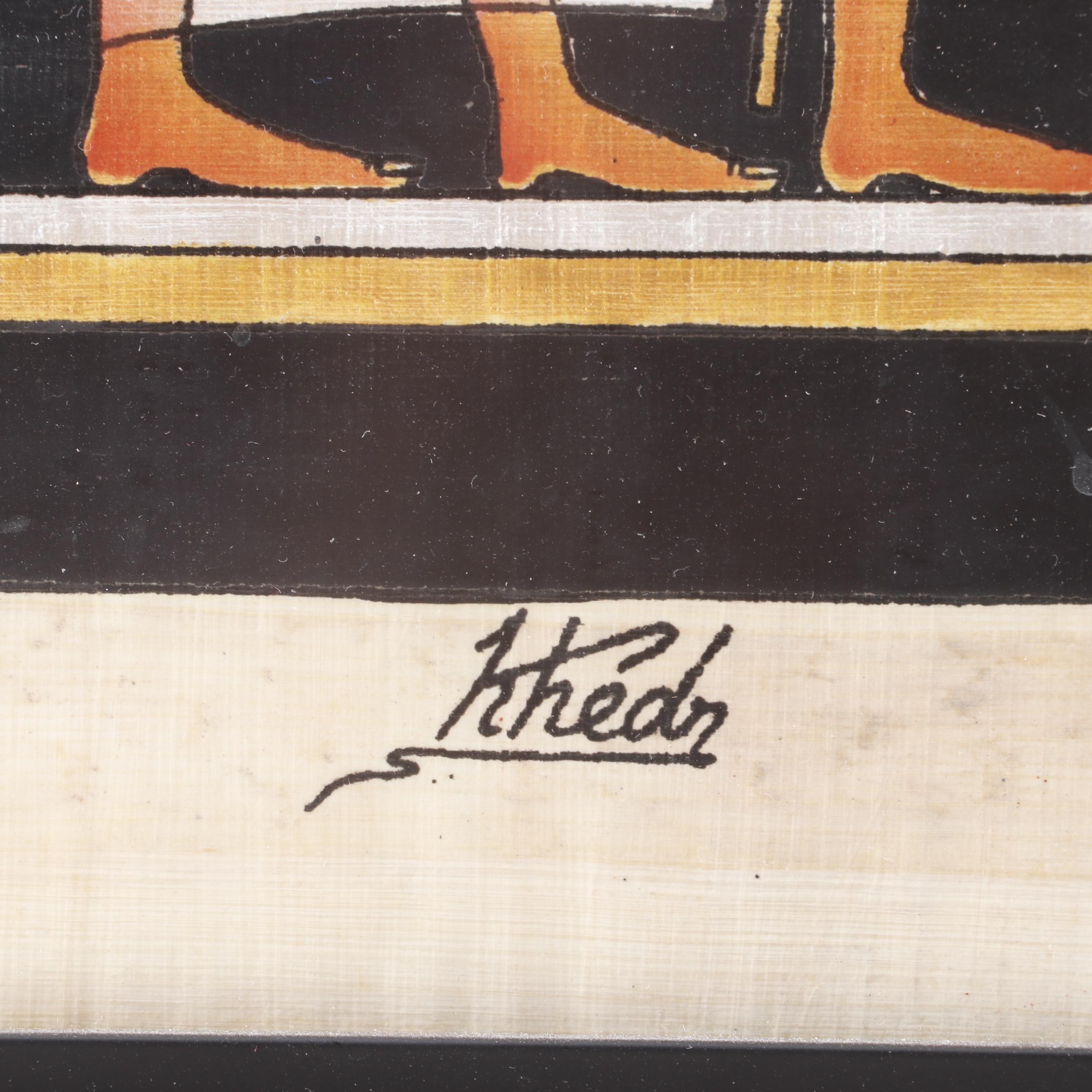 Khedn Egyptian Style Mixed Media Painting