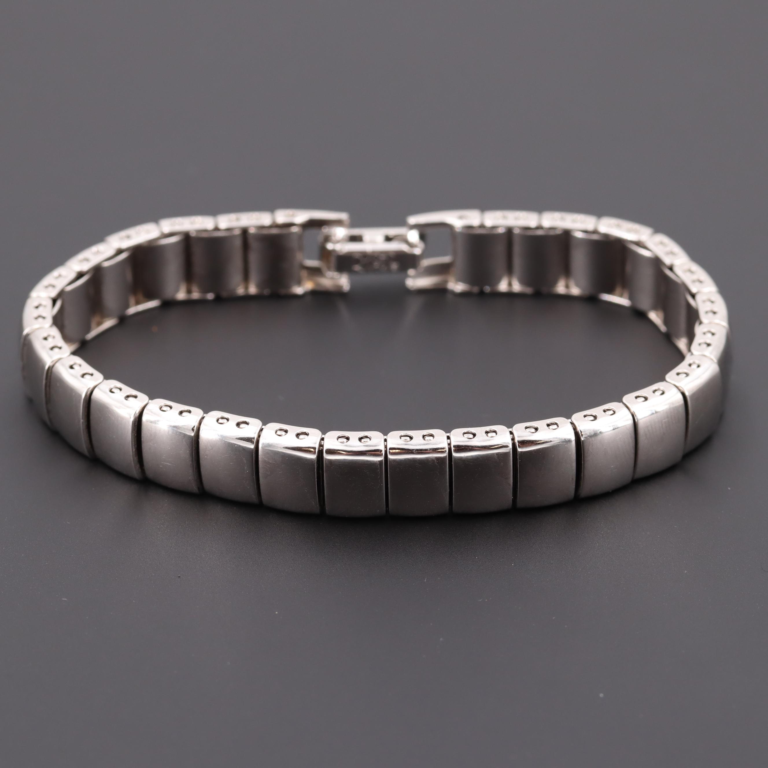 Joan Rivers Silver Tone Fancy Flat Link Bracelet
