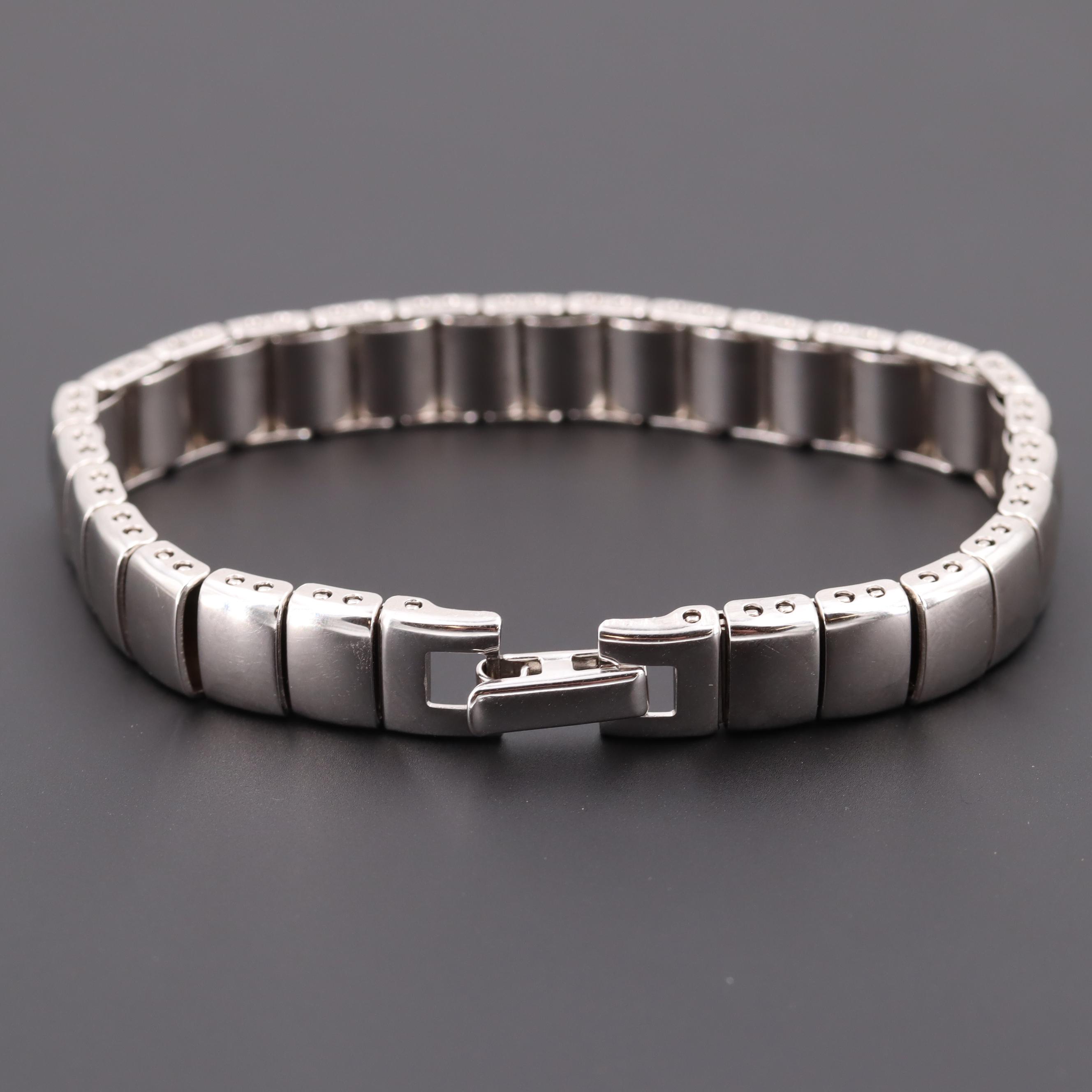 Joan Rivers Silver Tone Fancy Flat Link Bracelet