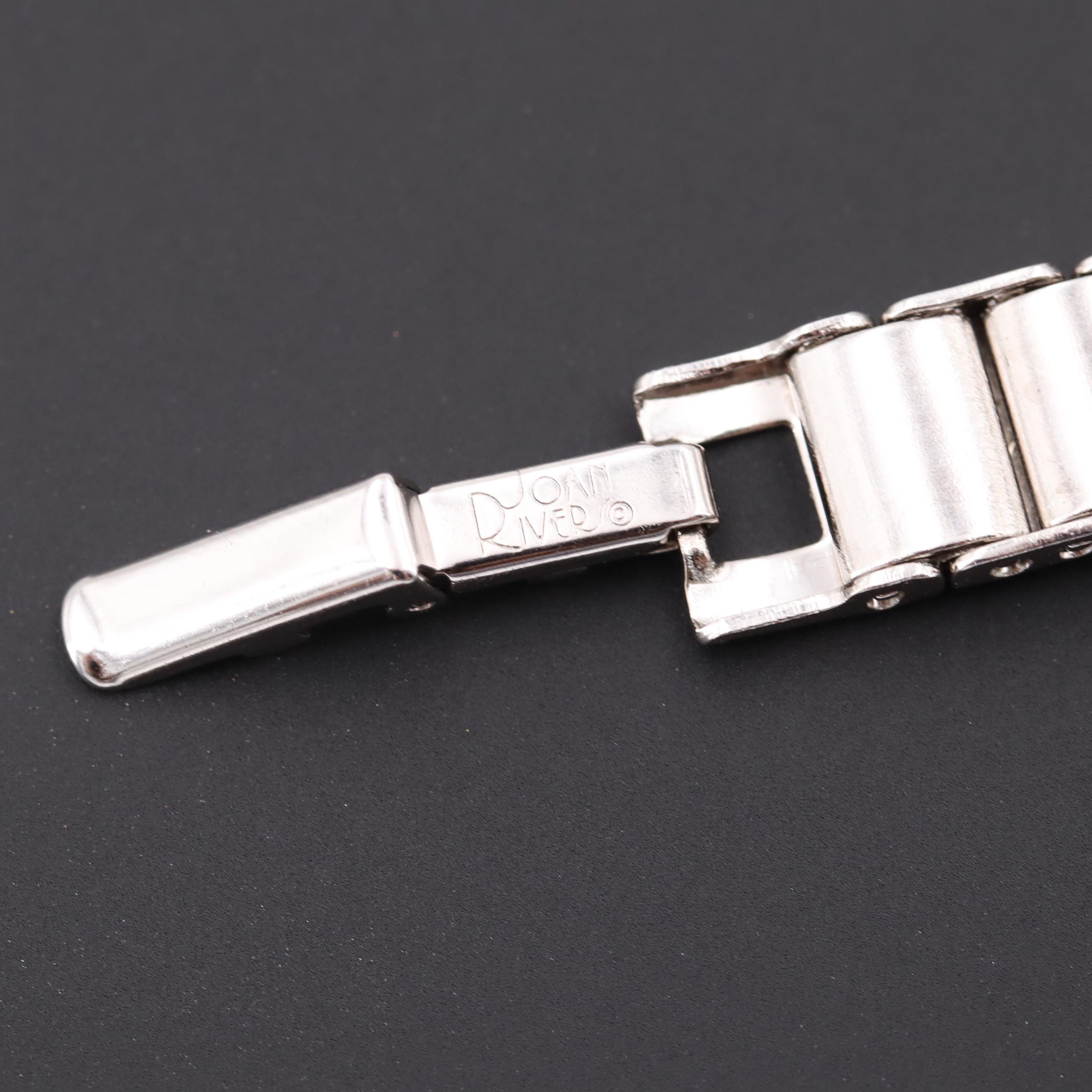 Joan Rivers Silver Tone Fancy Flat Link Bracelet