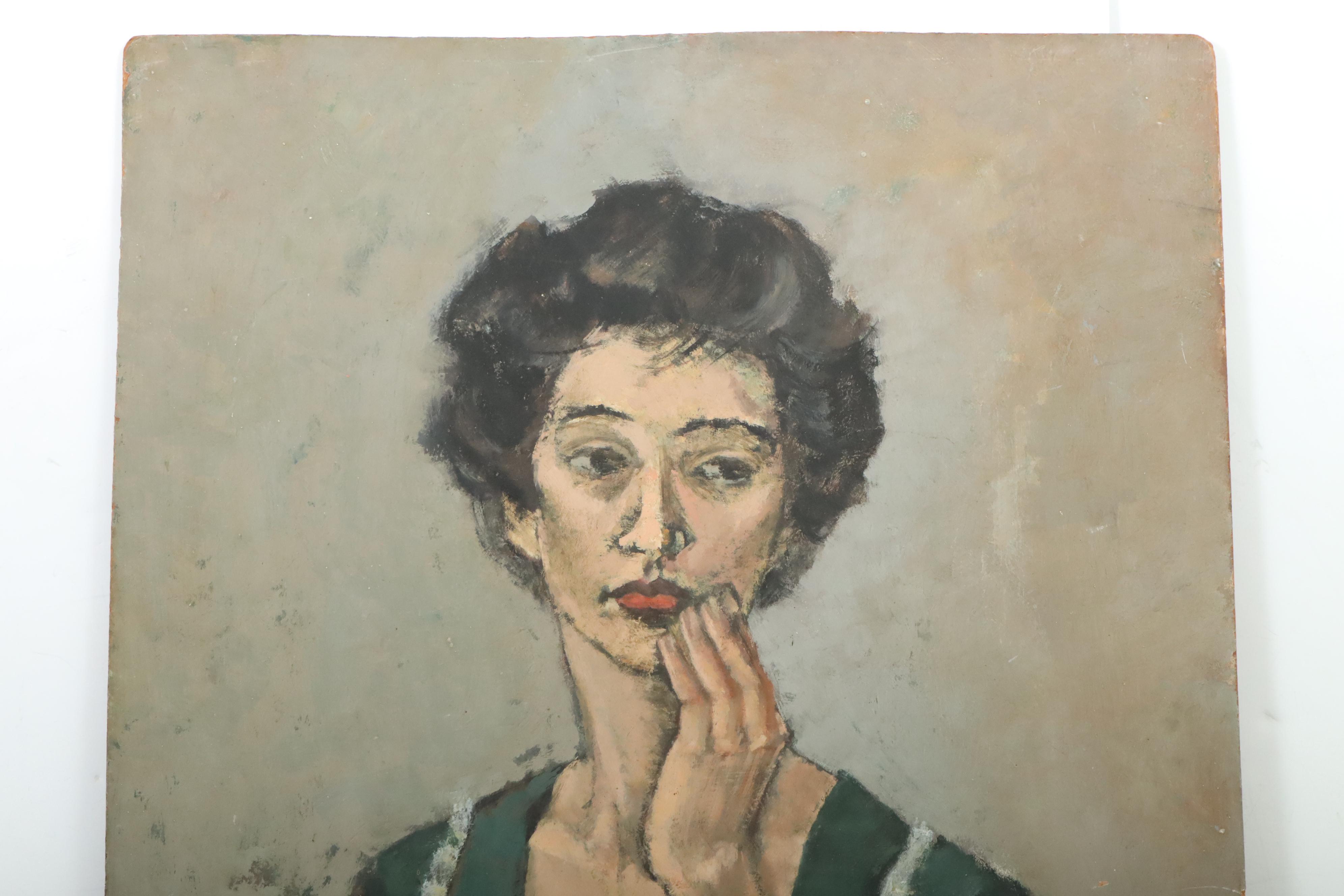 Mid 20th Century Female Portrait Oil Painting