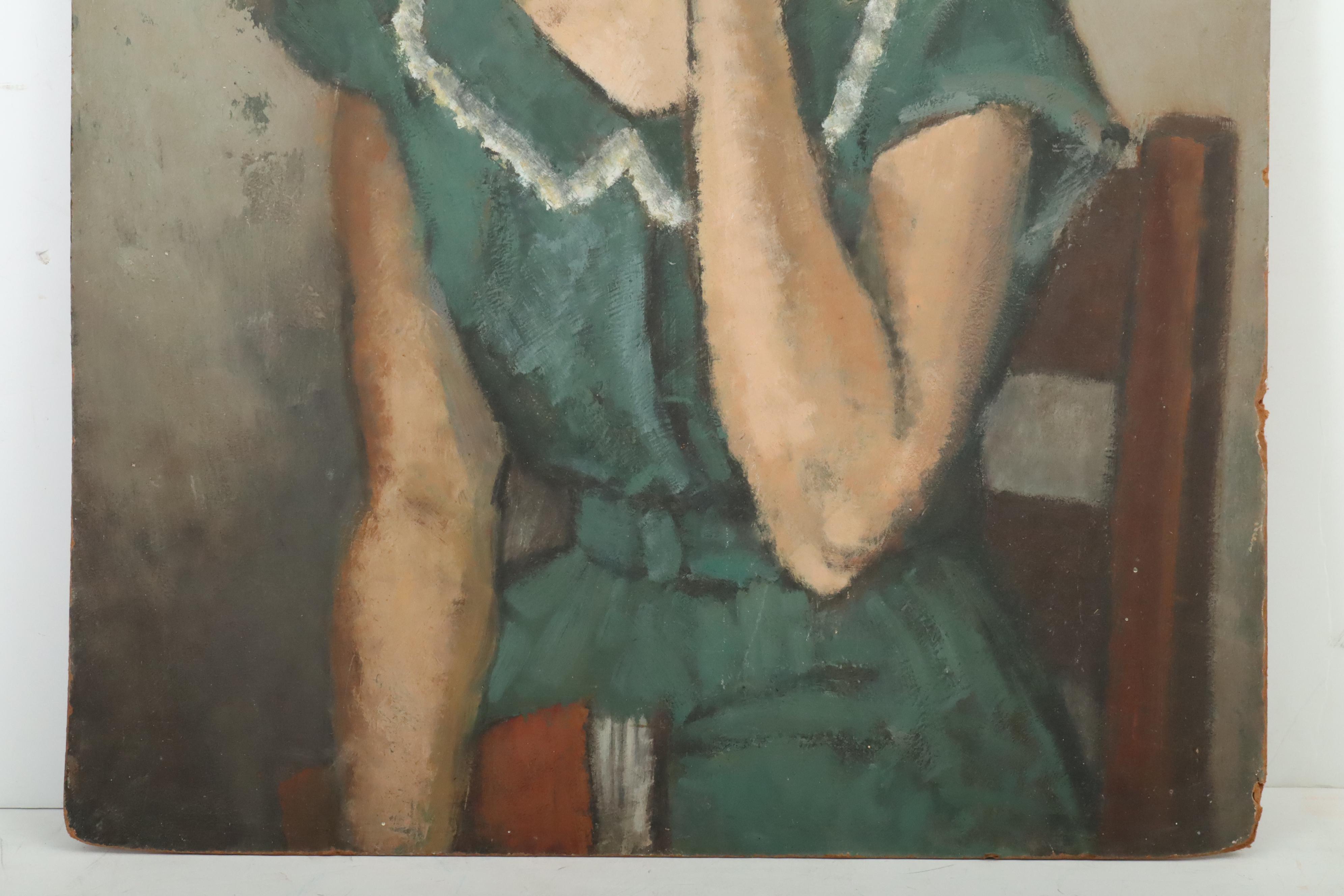 Mid 20th Century Female Portrait Oil Painting