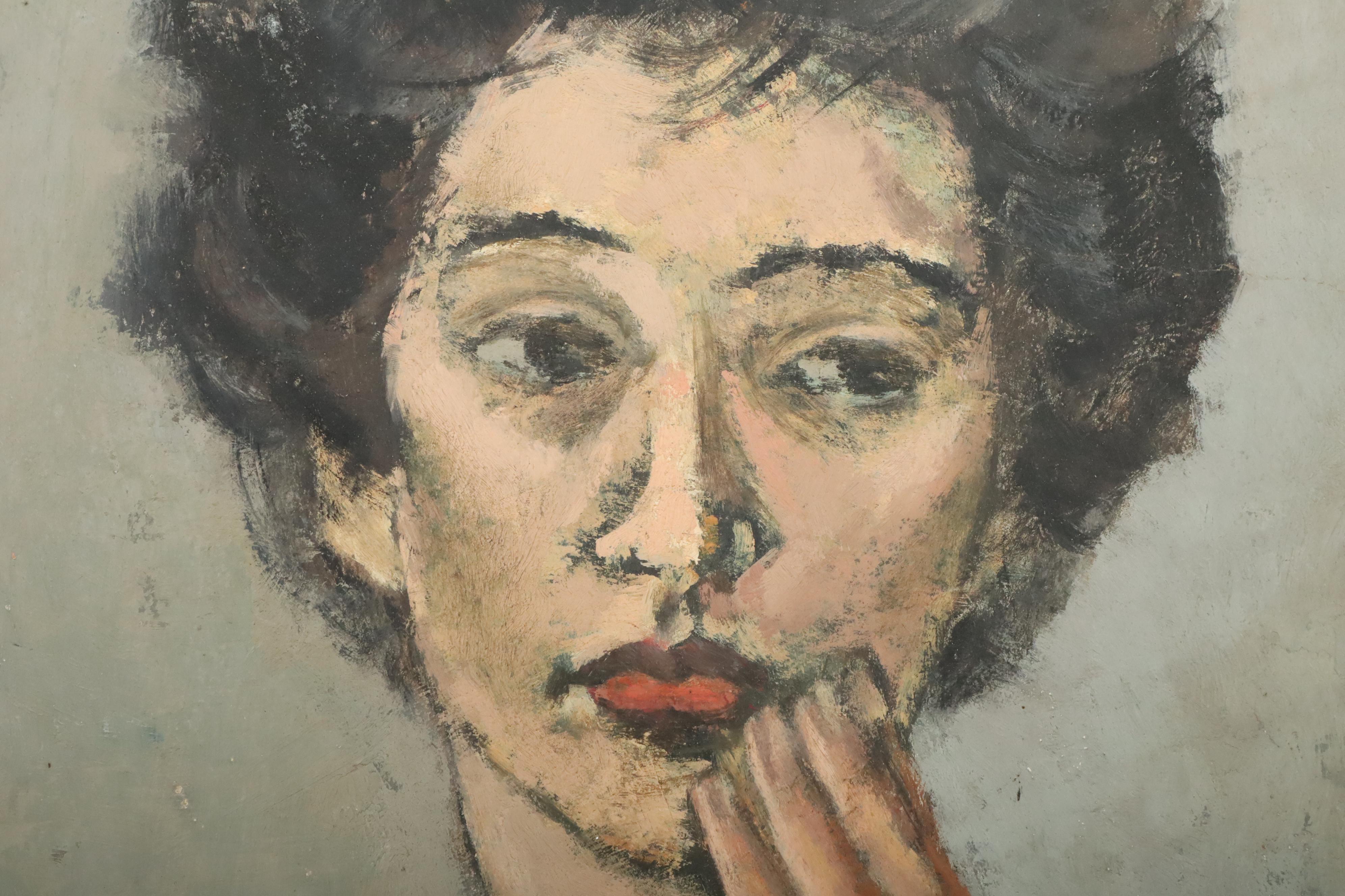 Mid 20th Century Female Portrait Oil Painting