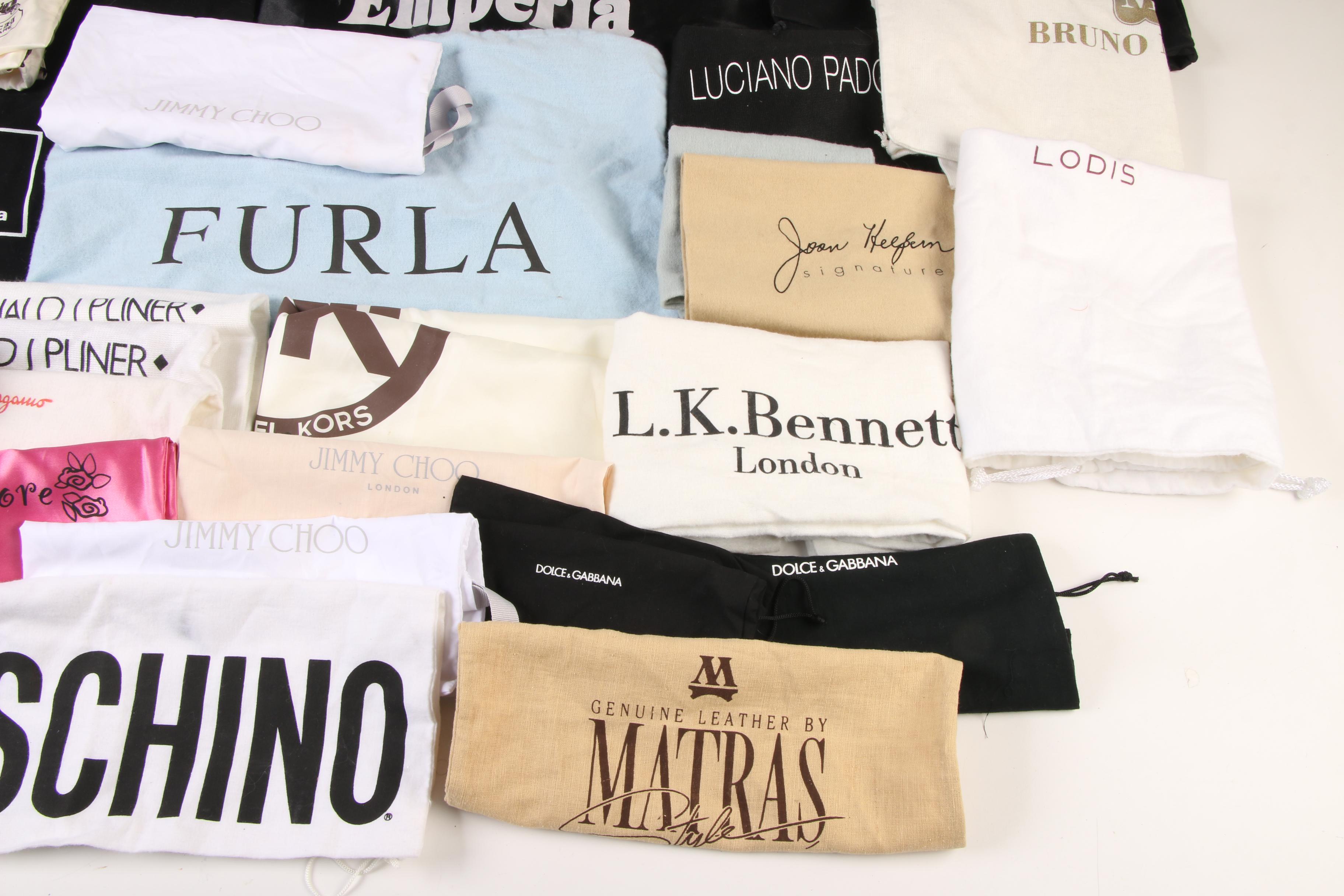 Designer Dust Covers Including Fendi, Salvatore Ferragamo and Jimmy Choo
