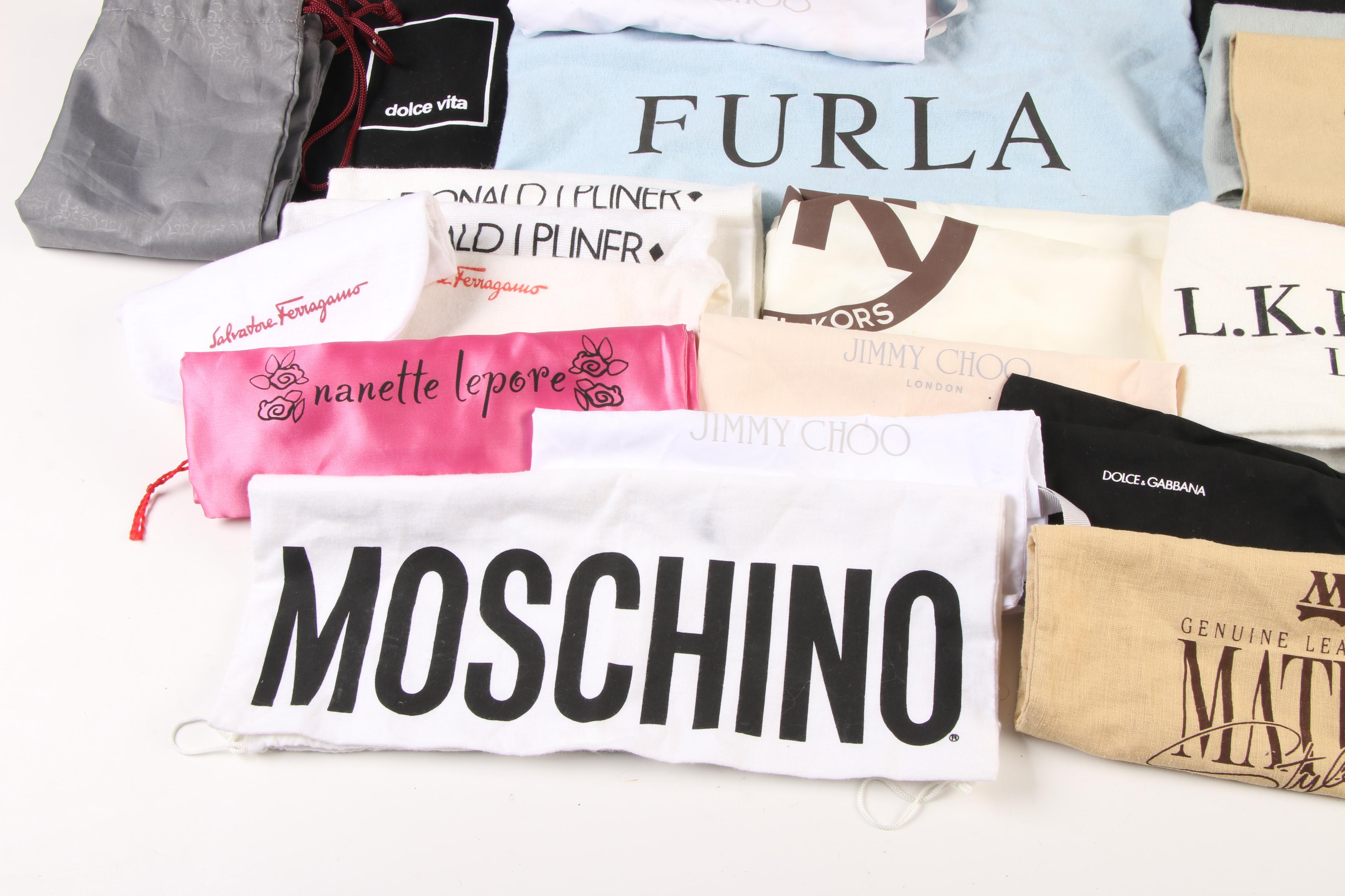 Designer Dust Covers Including Fendi, Salvatore Ferragamo and Jimmy Choo