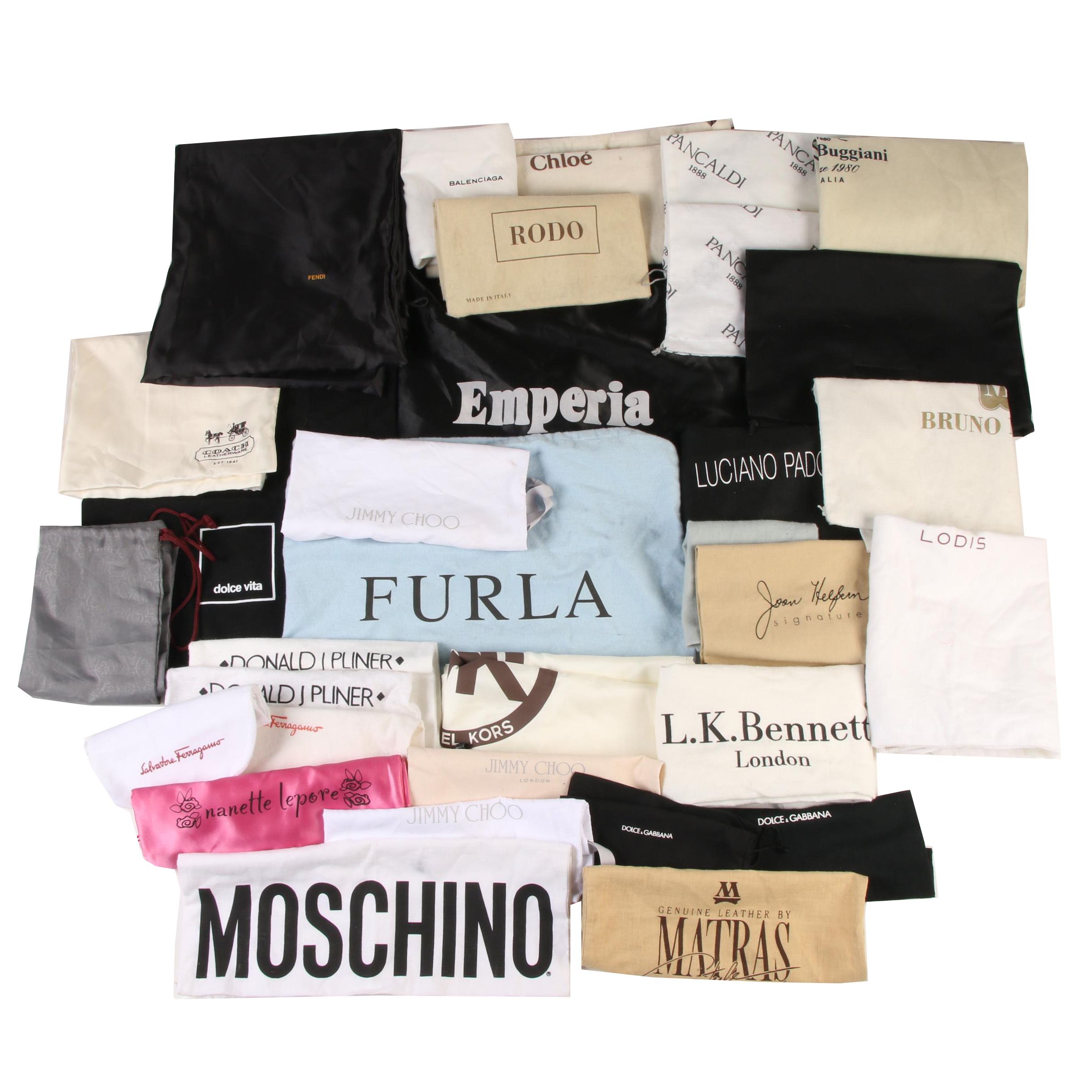 Designer Dust Covers Including Fendi, Salvatore Ferragamo and Jimmy Choo