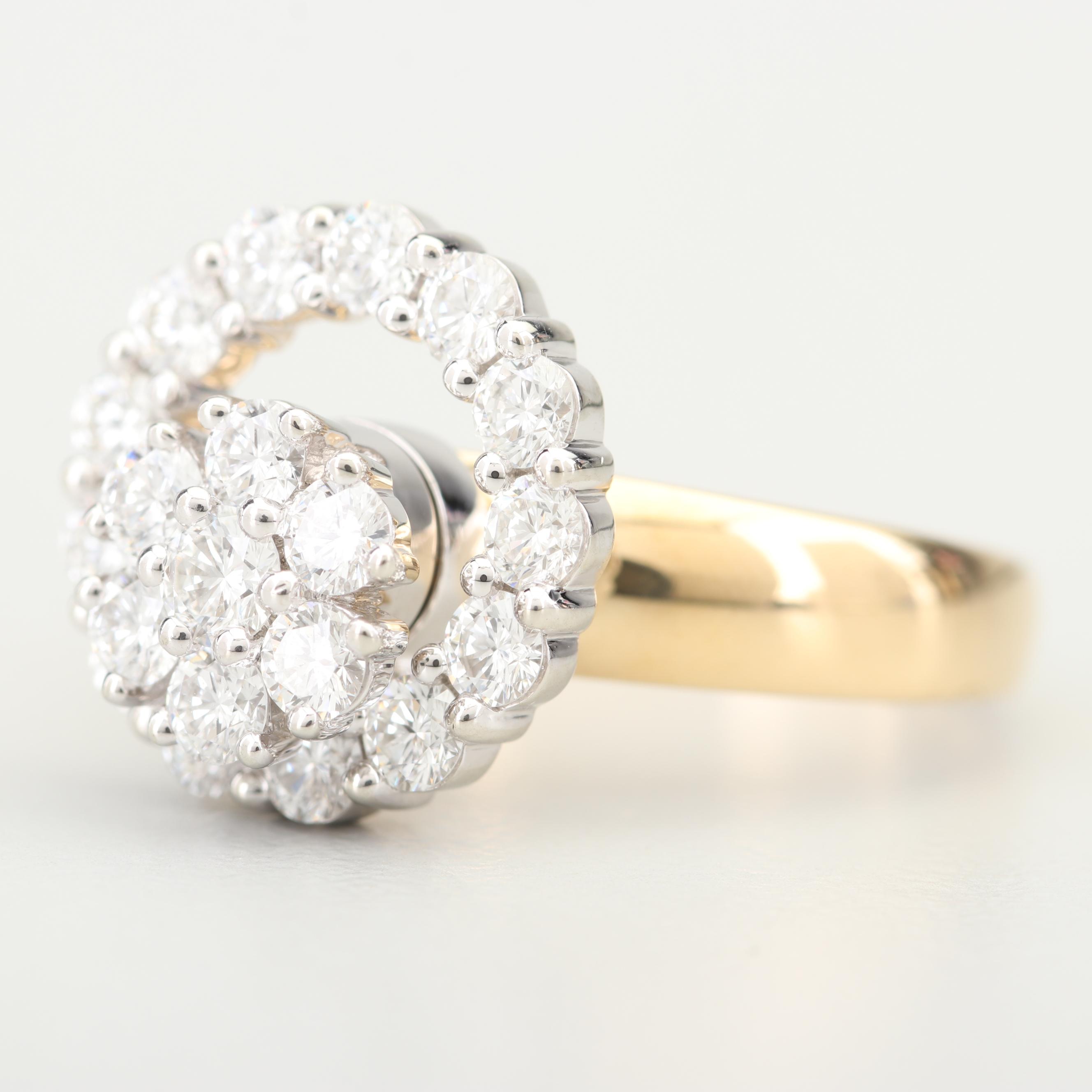 Vintage N. Teufel 18K Yellow Gold and 1.45 CTW Diamond "Motion" Ring