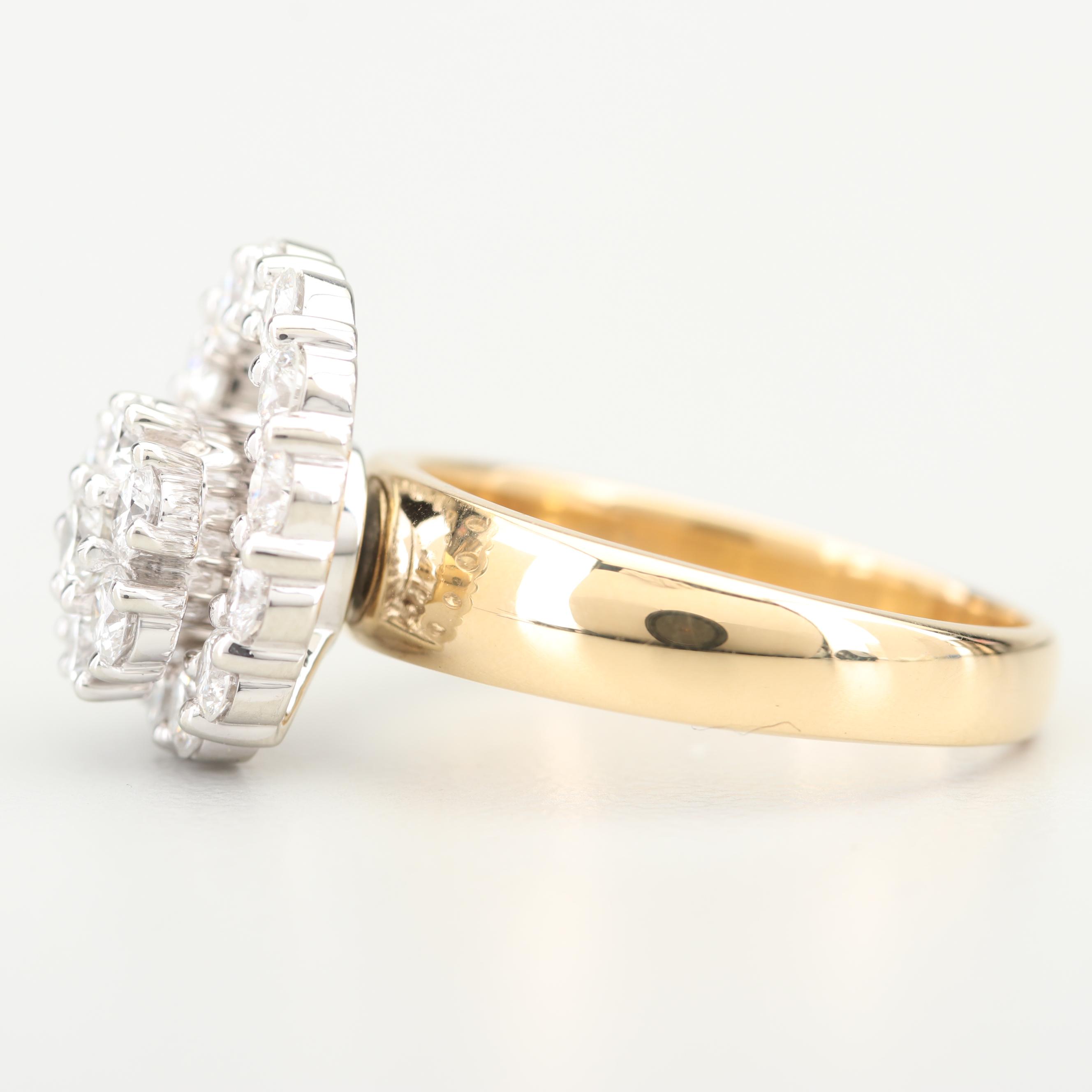 Vintage N. Teufel 18K Yellow Gold and 1.45 CTW Diamond "Motion" Ring