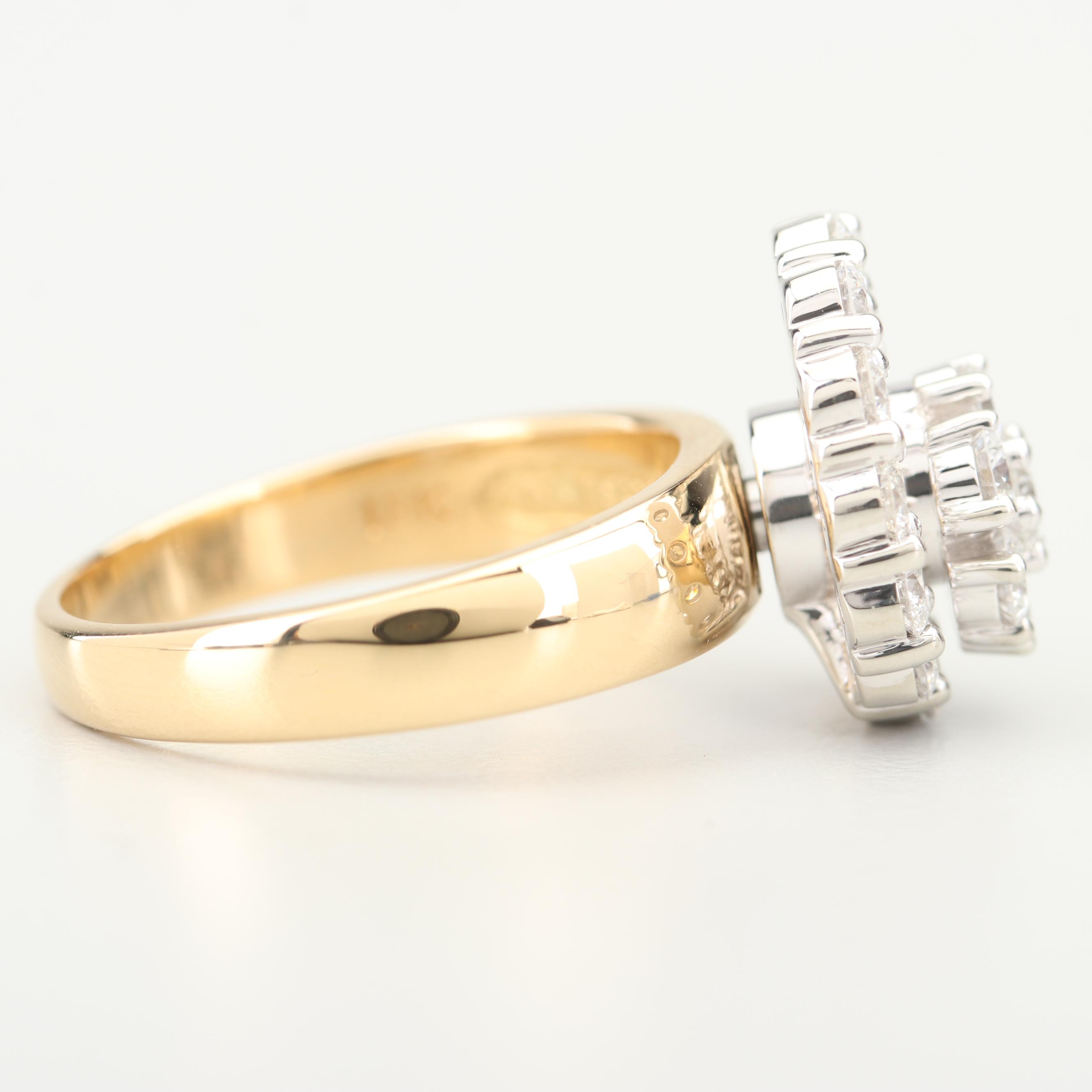Vintage N. Teufel 18K Yellow Gold and 1.45 CTW Diamond "Motion" Ring