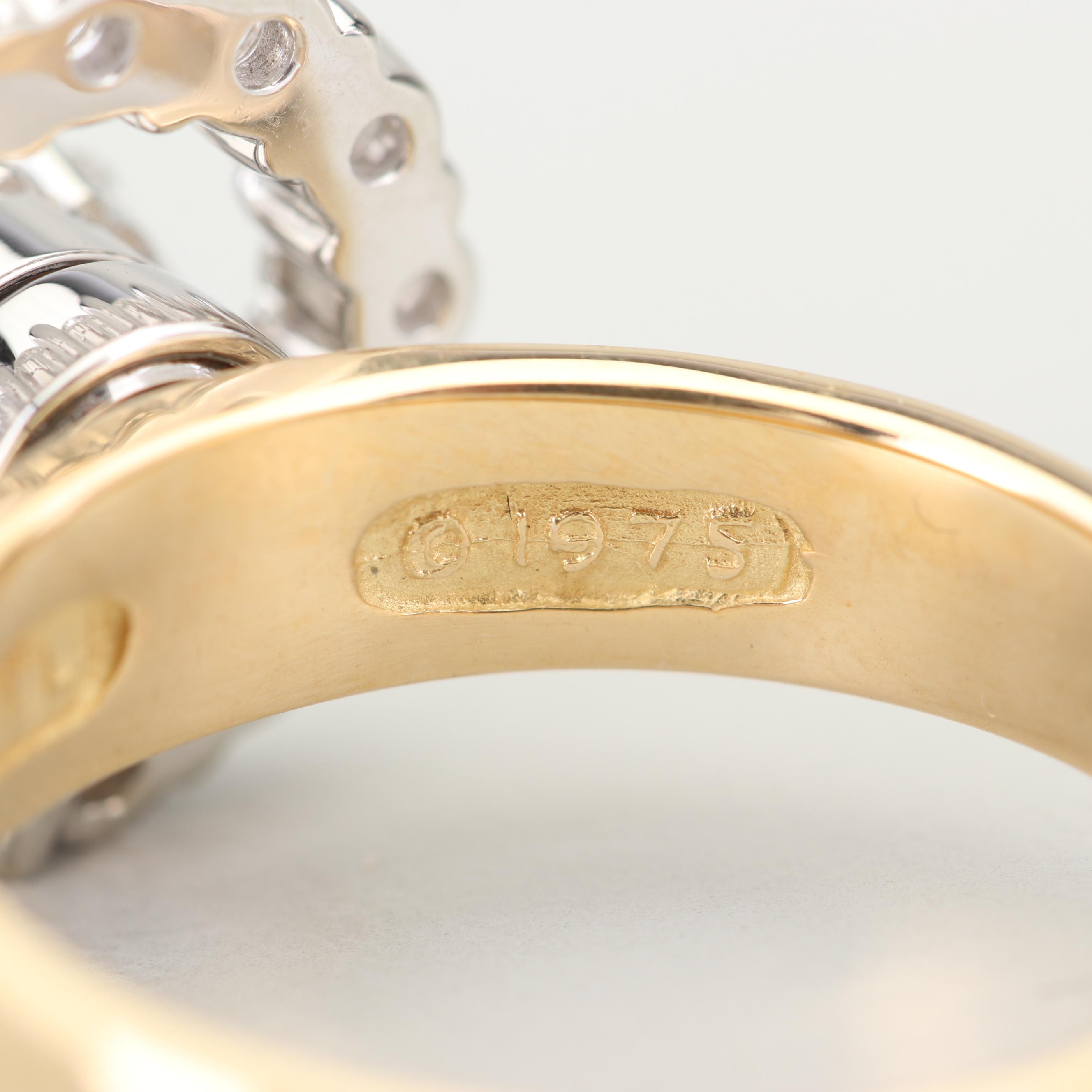 Vintage N. Teufel 18K Yellow Gold and 1.45 CTW Diamond "Motion" Ring