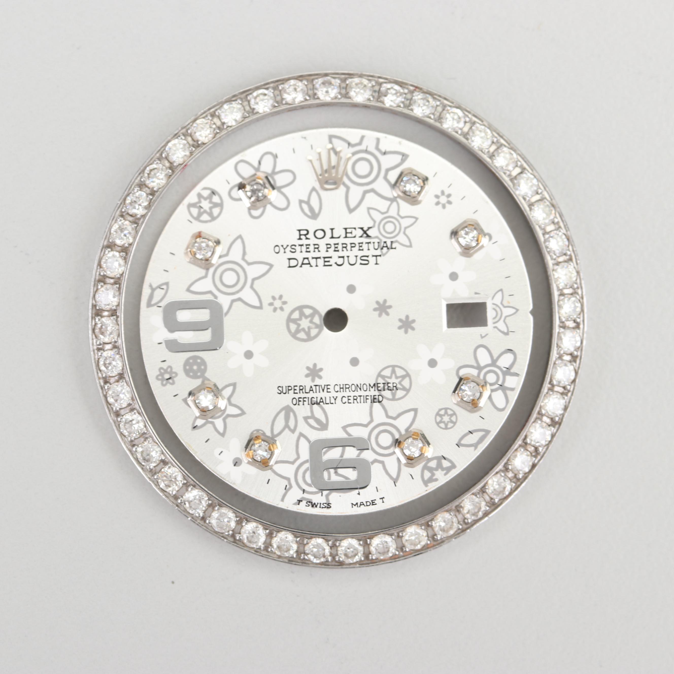Rolex Oyster Perpetual Floral Dial and 1.00 CTW Diamond Stainless Steel Bezel