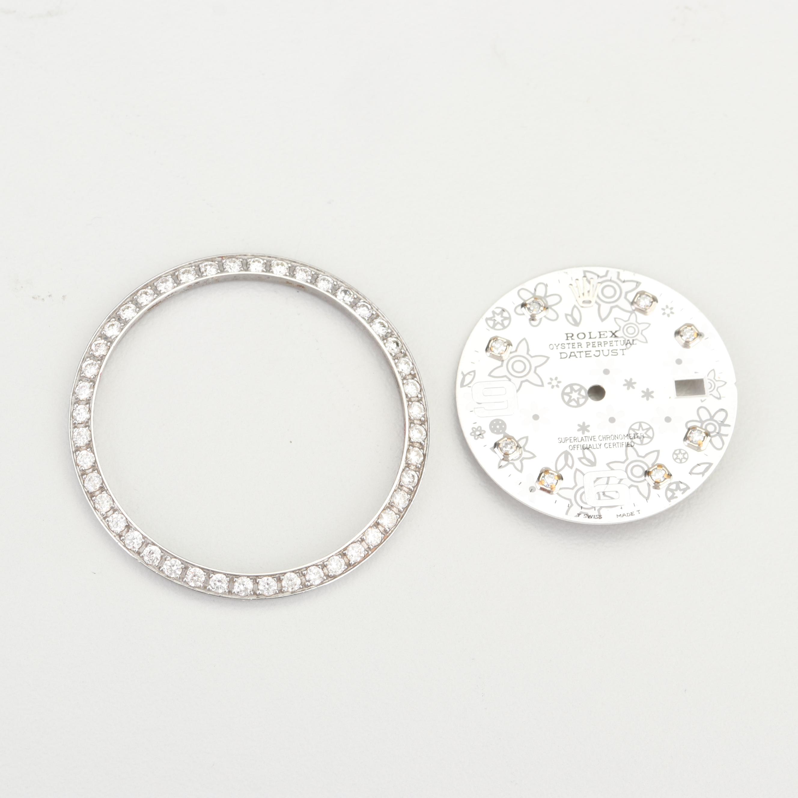 Rolex Oyster Perpetual Floral Dial and 1.00 CTW Diamond Stainless Steel Bezel