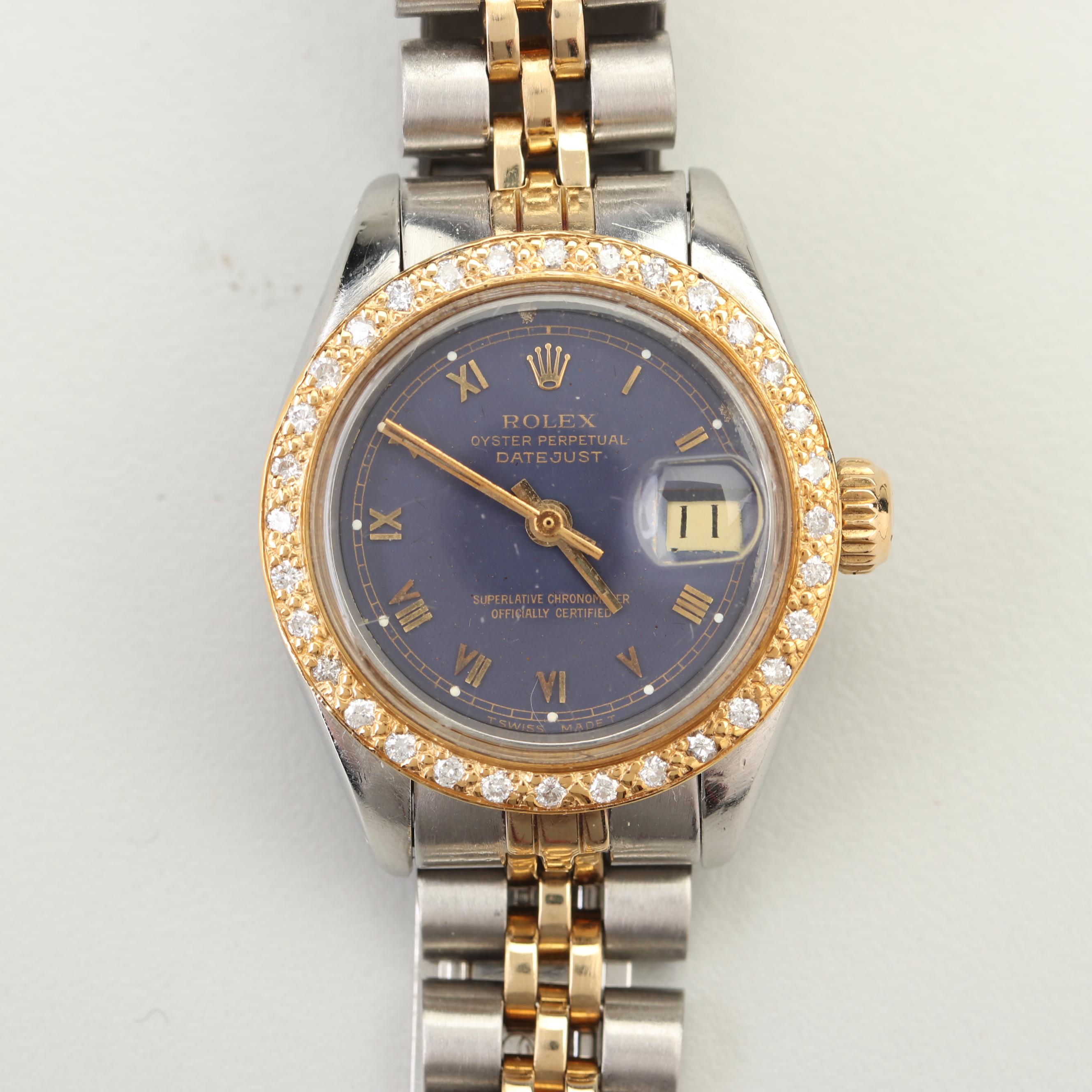 Rolex Oyster Perpetual 14K Yellow Gold and Stainless Steel Diamond Watch