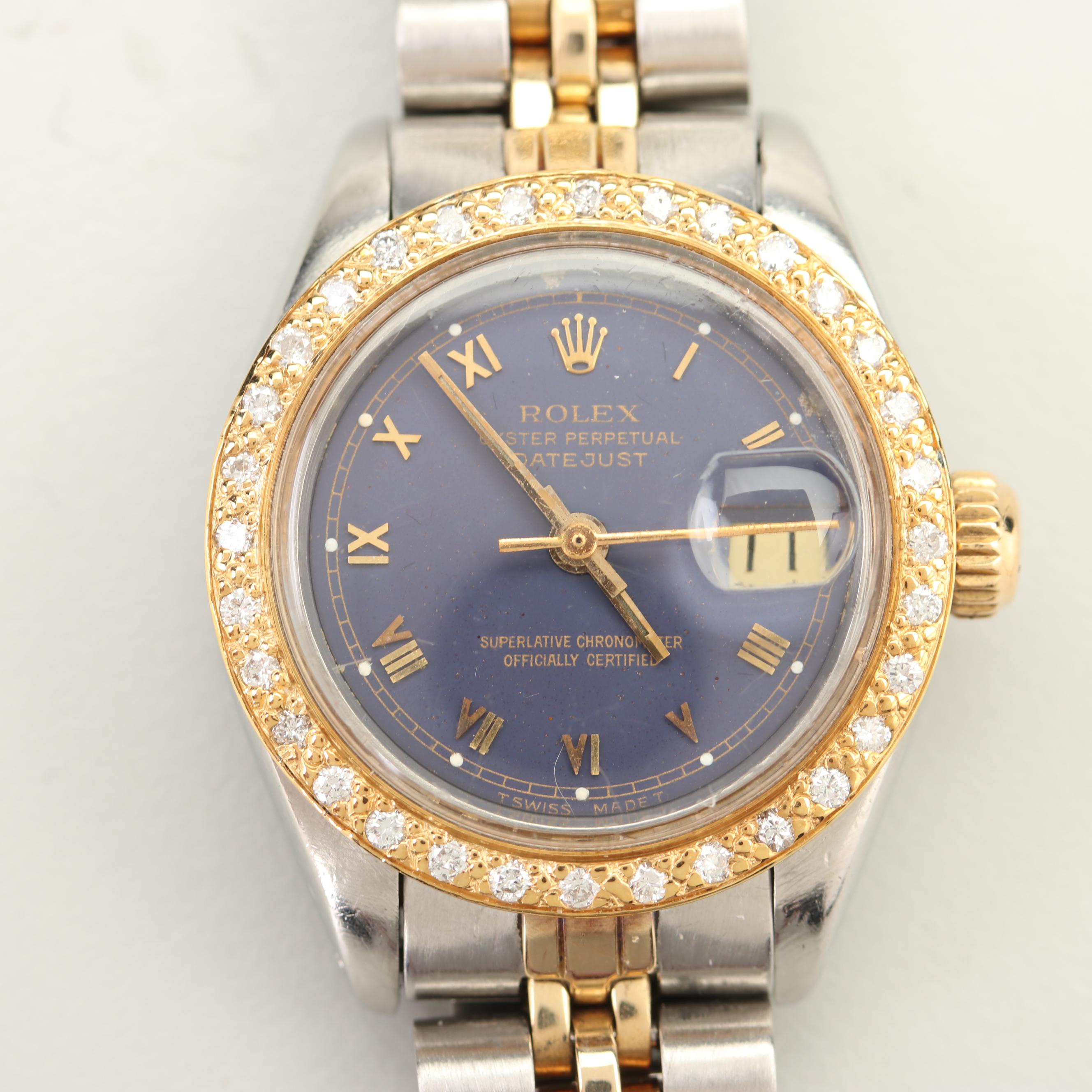 Rolex Oyster Perpetual 14K Yellow Gold and Stainless Steel Diamond Watch