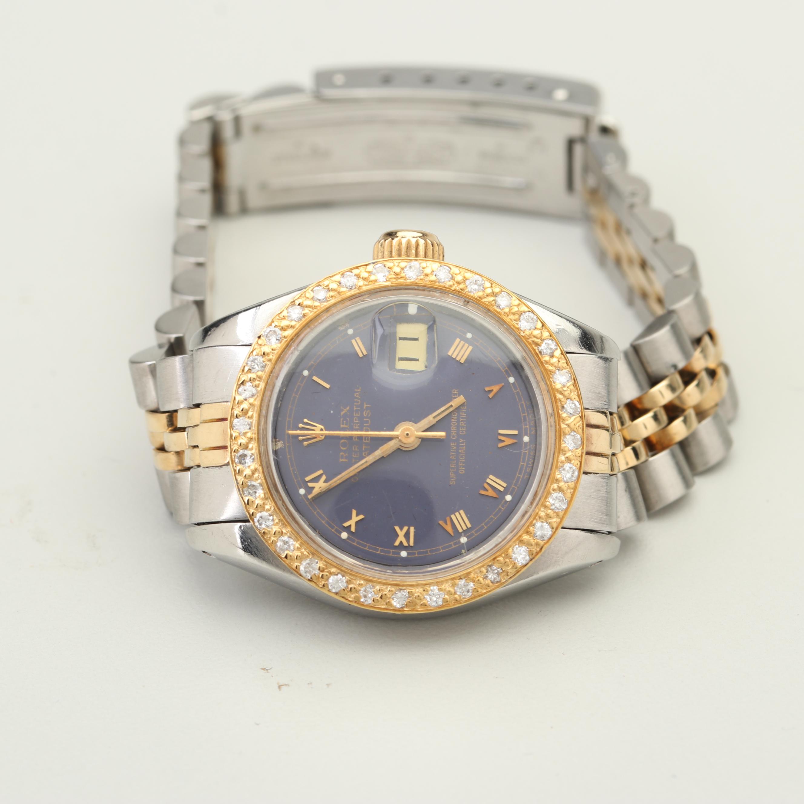 Rolex Oyster Perpetual 14K Yellow Gold and Stainless Steel Diamond Watch