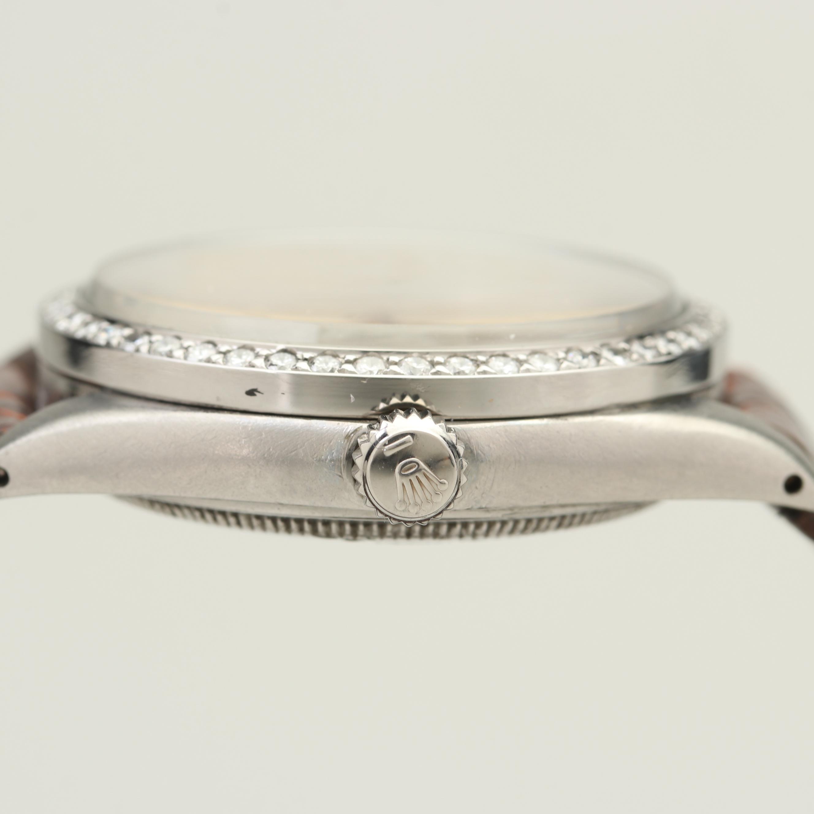 Vintage Rolex Oyster Perpetual 1.00 CTW Diamond Bezel Stainless Steel Watch