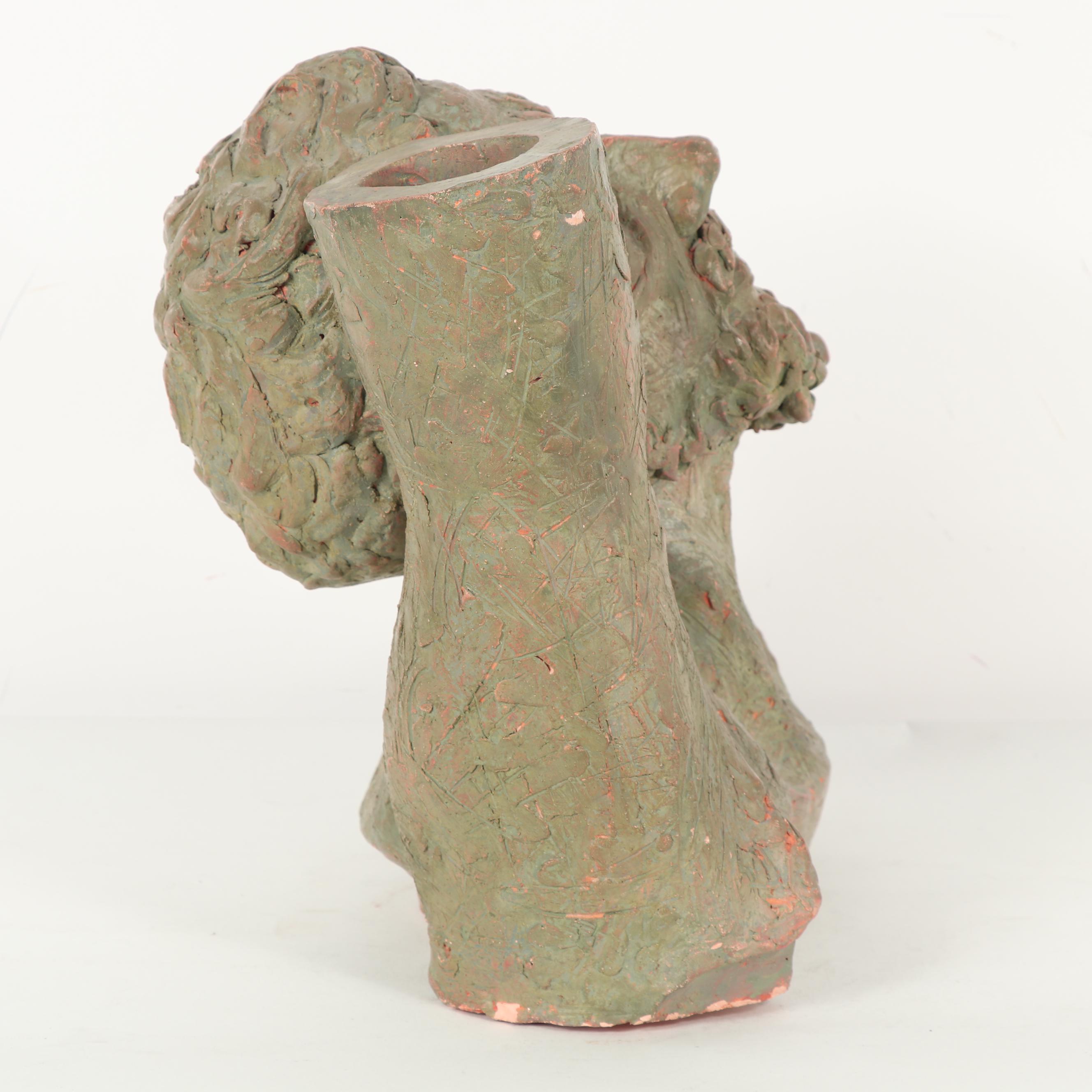 Ernest Donald Chandonet Portrait Bust Handbuilt Ceramic Sculpture