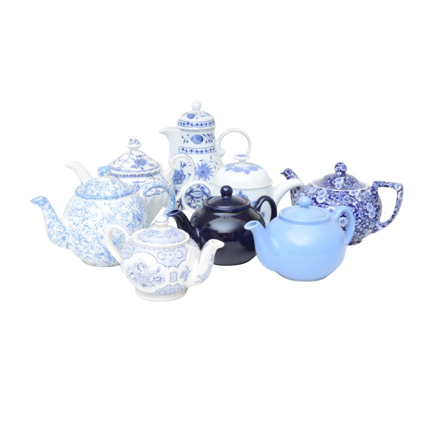 Collection of Blue and White Teapots