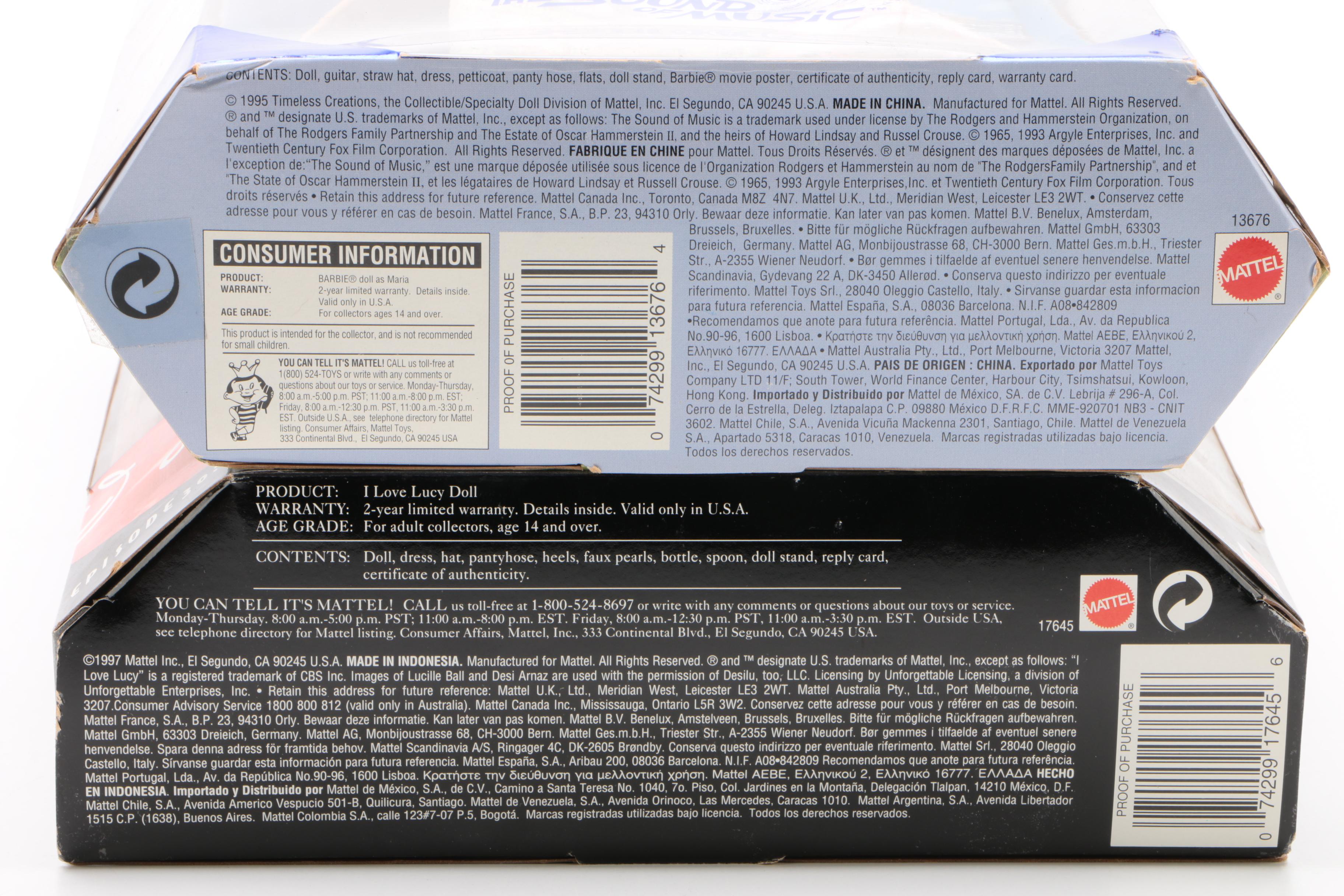 "The Sound of Music" Barbie with "Lucy Does a TV Commercial" Collectors Dolls