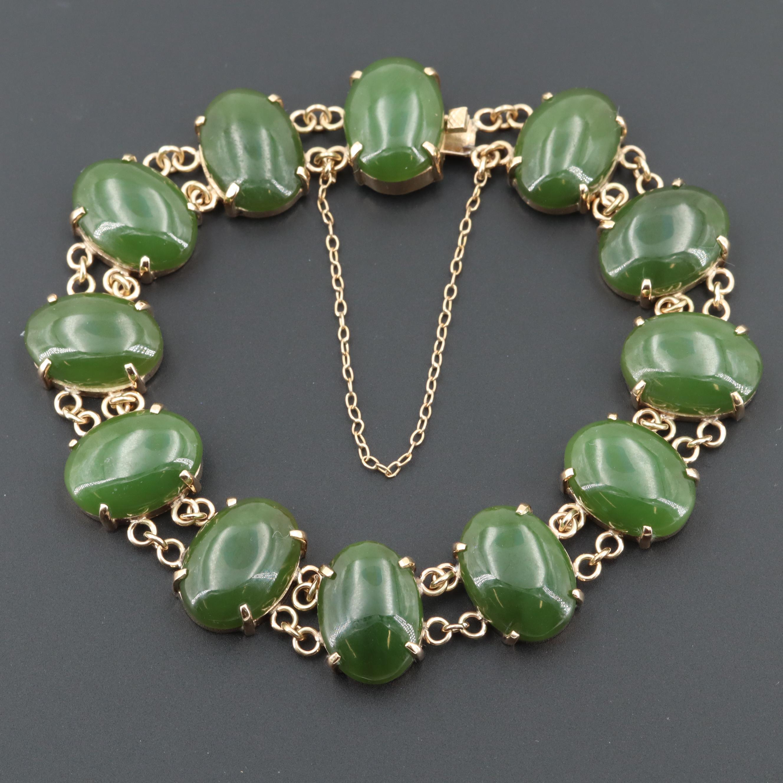 14K Yellow Gold Nephrite Bracelet