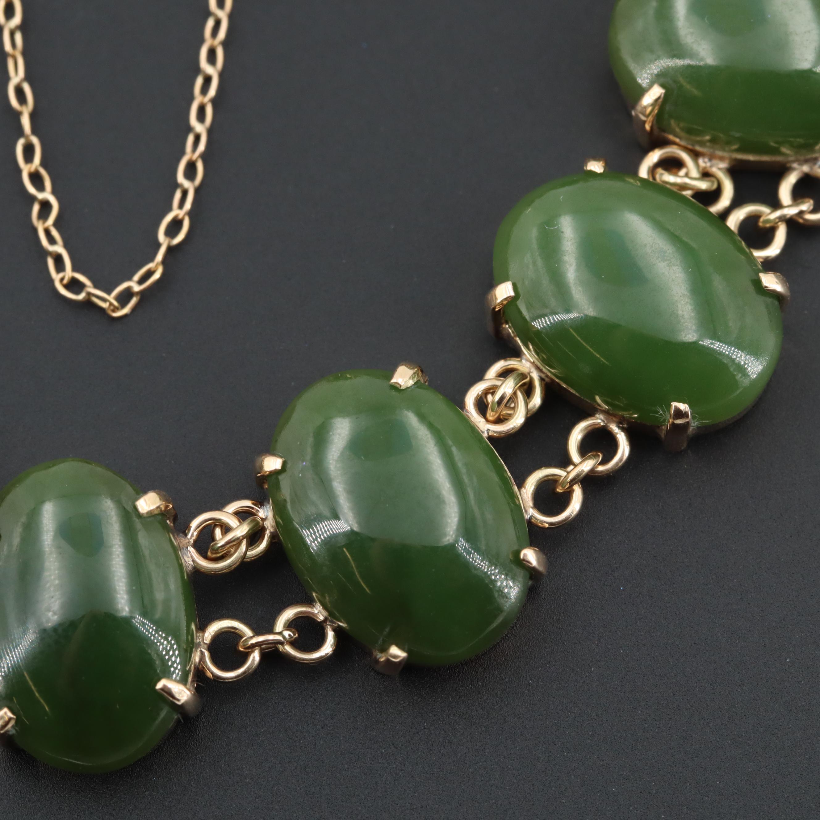 14K Yellow Gold Nephrite Bracelet