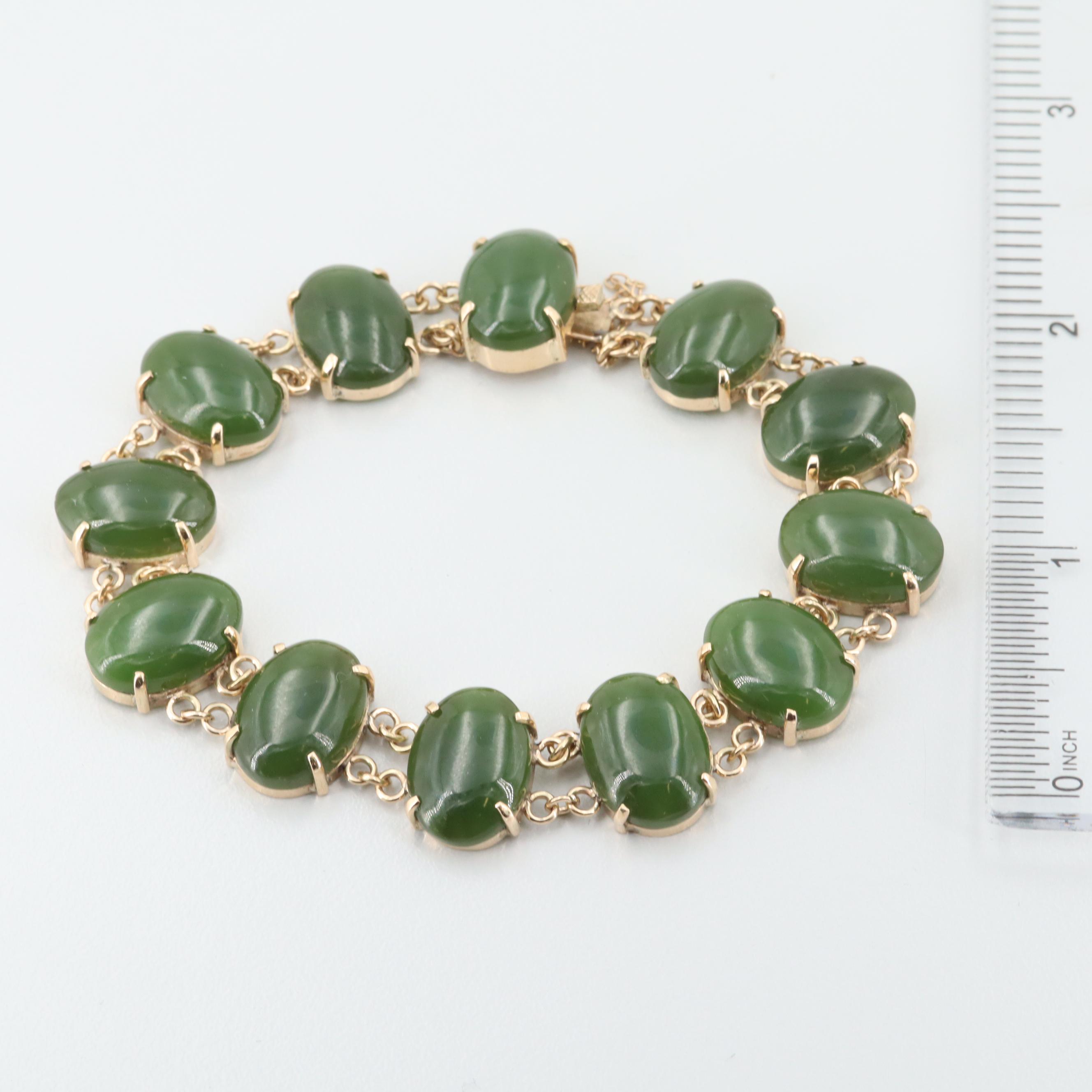 14K Yellow Gold Nephrite Bracelet