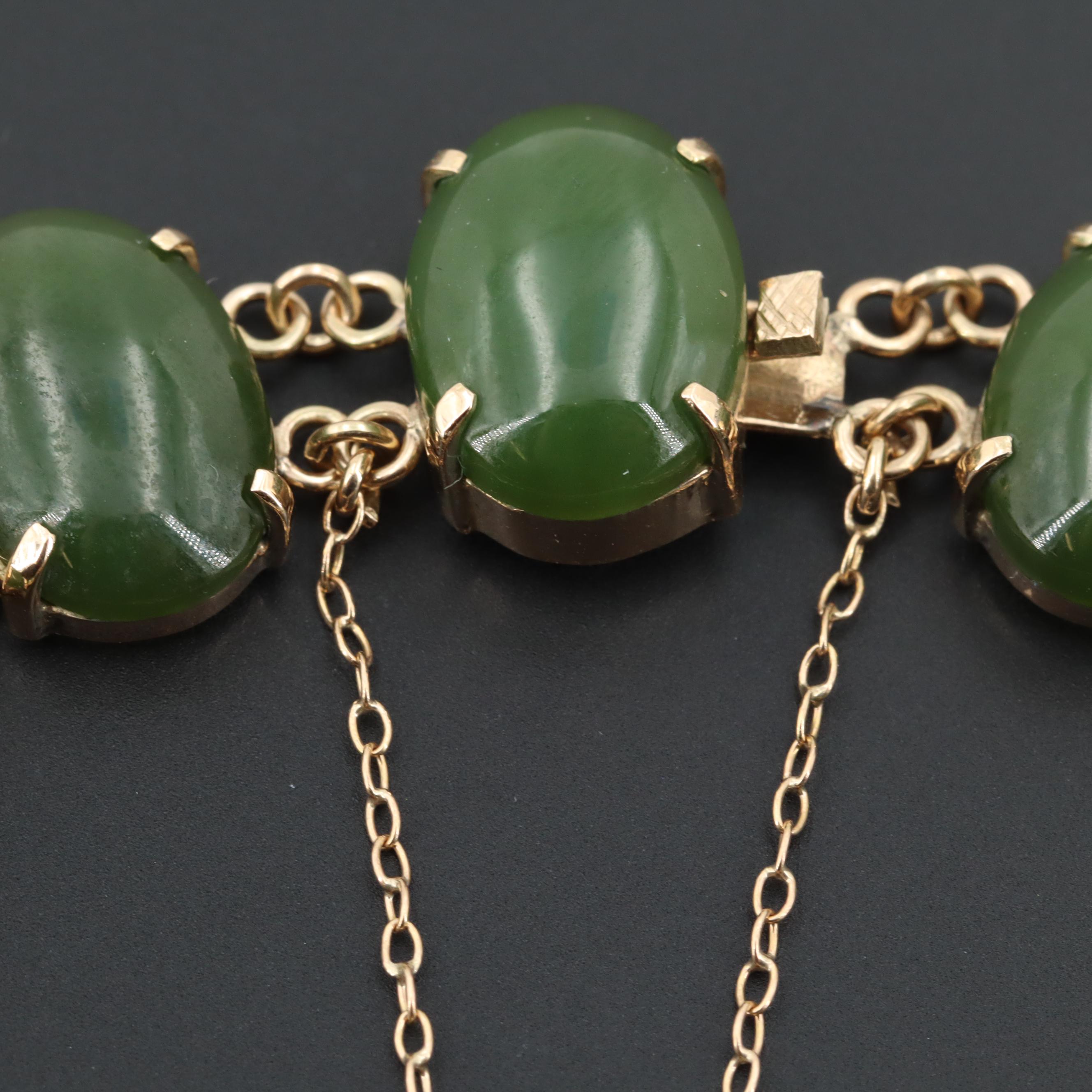 14K Yellow Gold Nephrite Bracelet