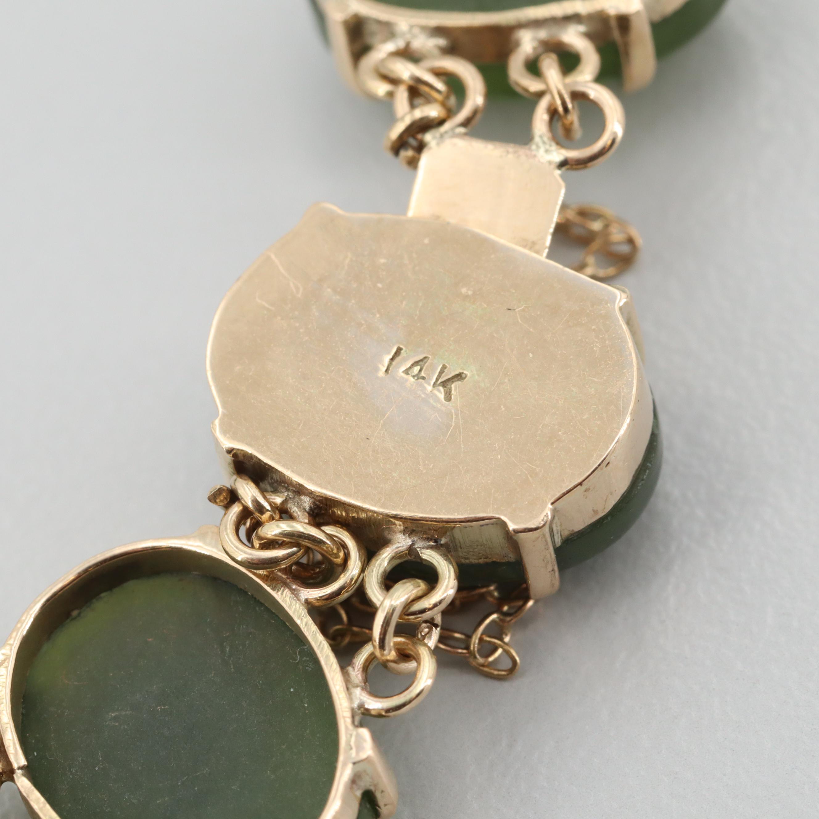 14K Yellow Gold Nephrite Bracelet