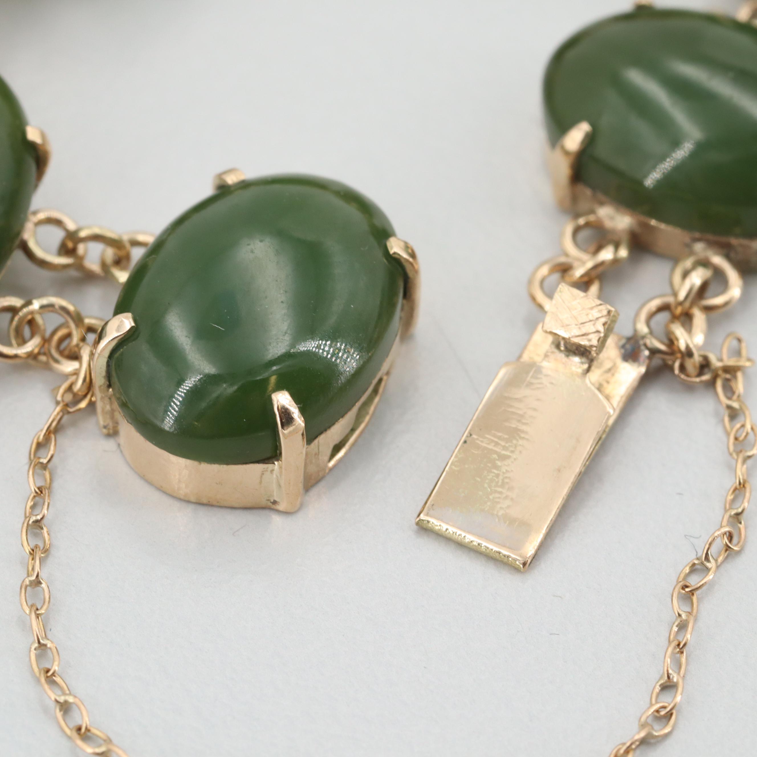 14K Yellow Gold Nephrite Bracelet