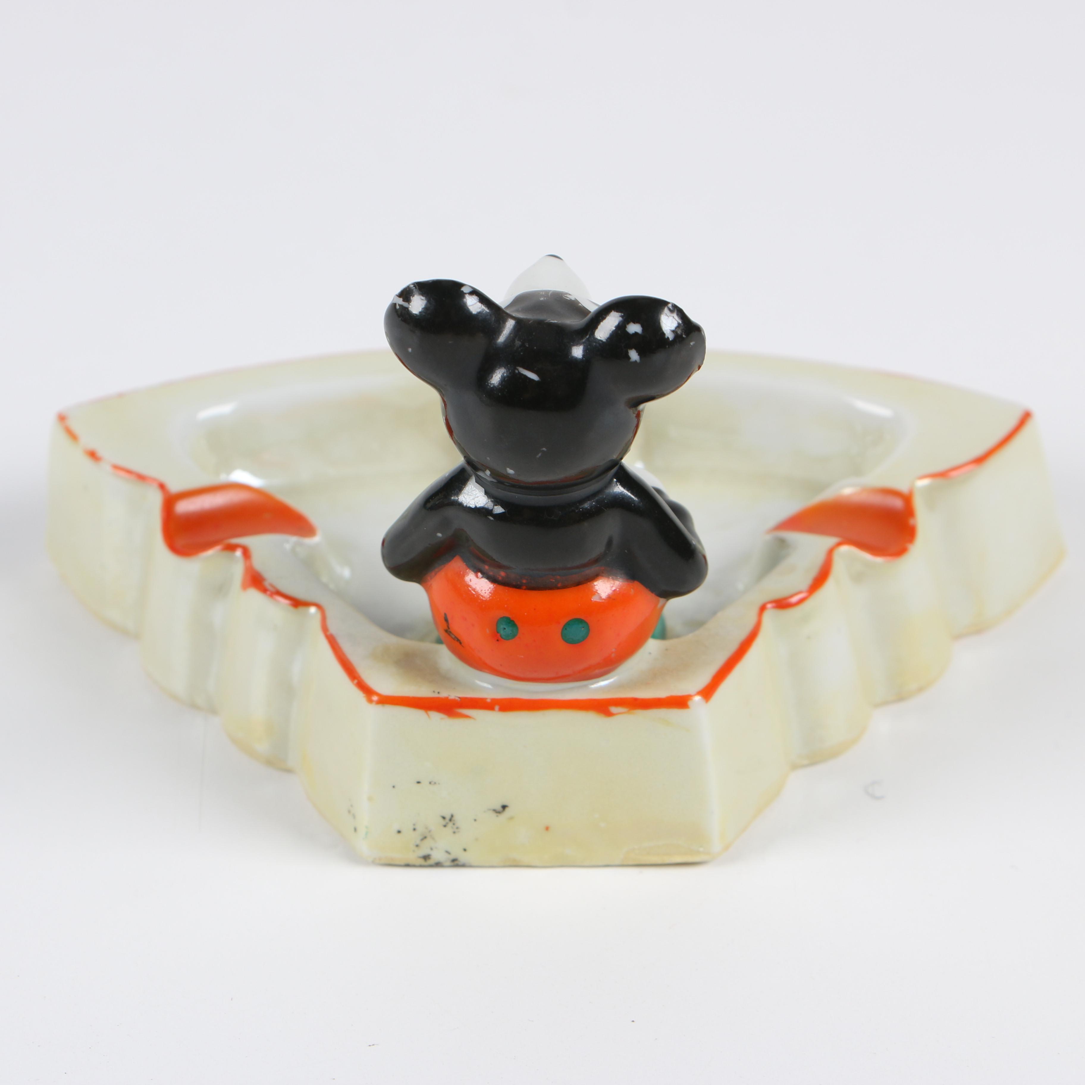 Japanese and German Mickey and Minnie Mouse Ashtrays, Circa 1930s