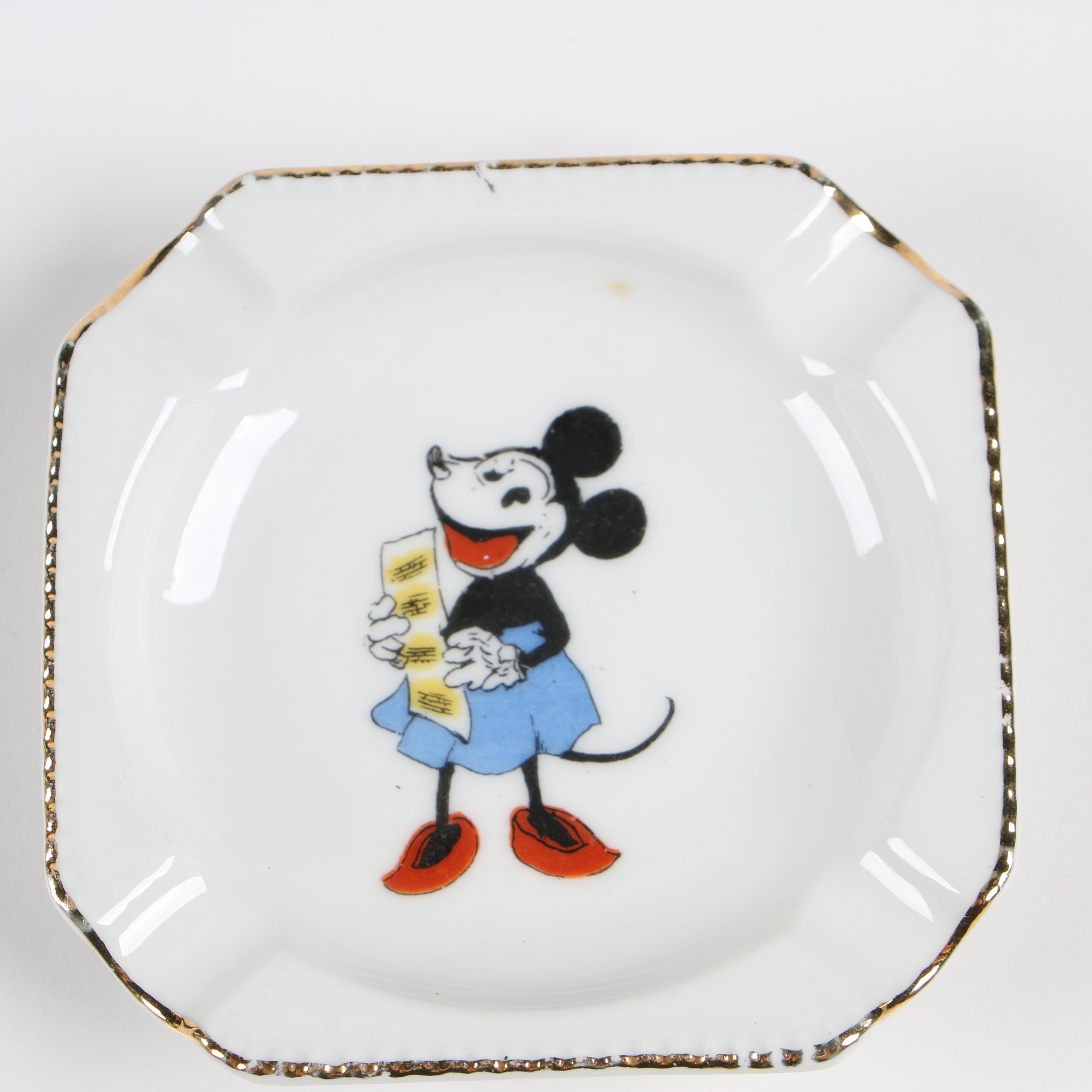Japanese and German Mickey and Minnie Mouse Ashtrays, Circa 1930s