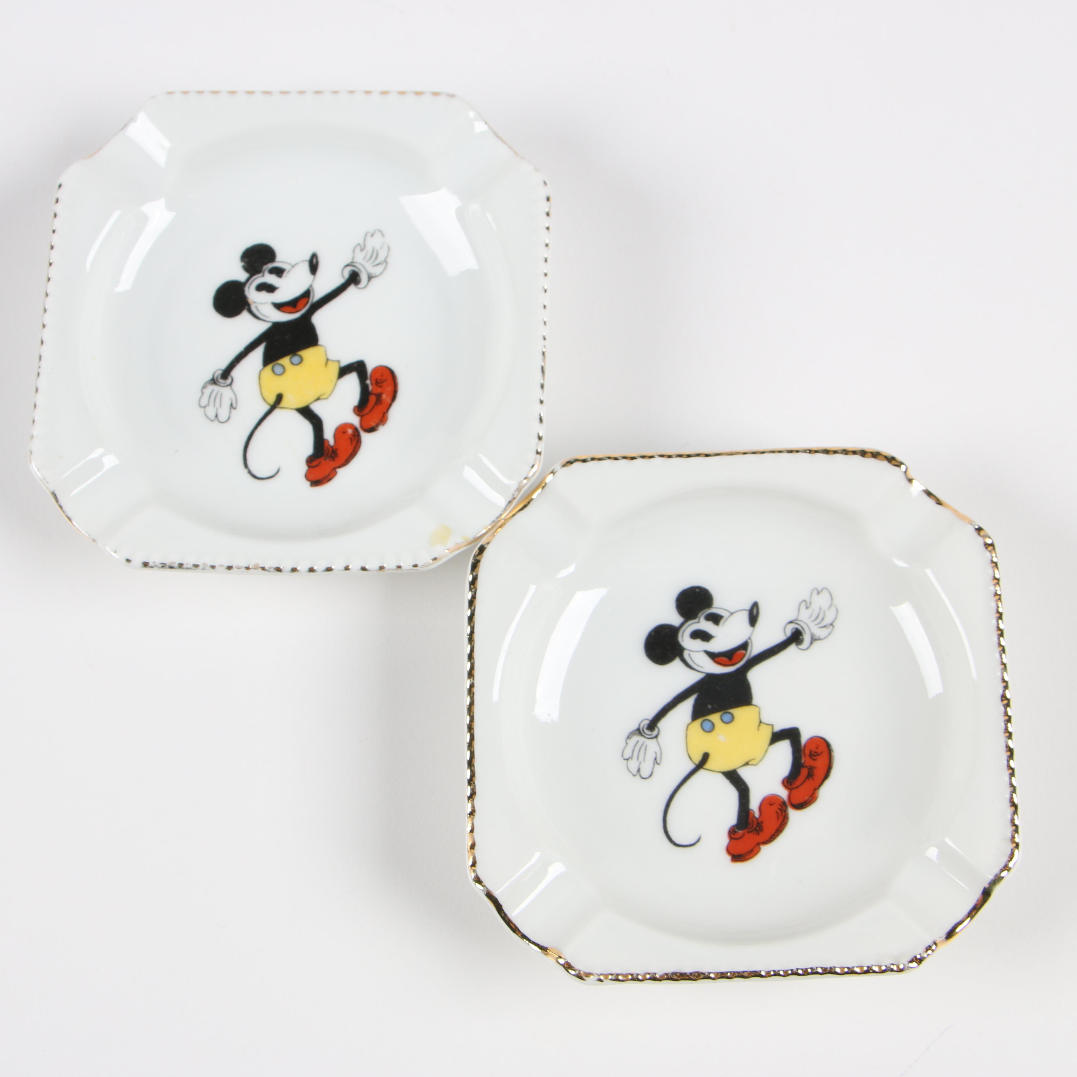 Japanese and German Mickey and Minnie Mouse Ashtrays, Circa 1930s