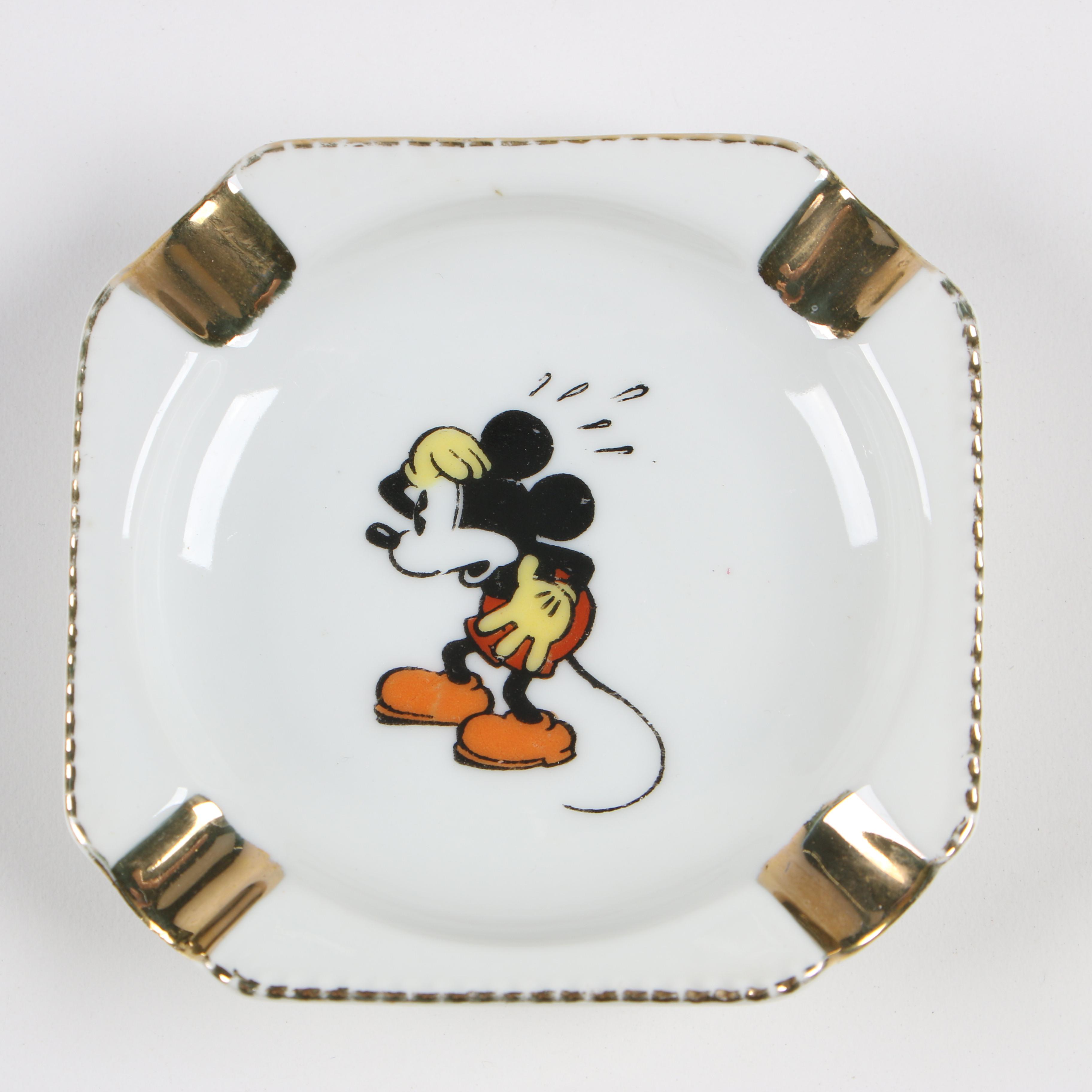 Japanese and German Mickey and Minnie Mouse Ashtrays, Circa 1930s