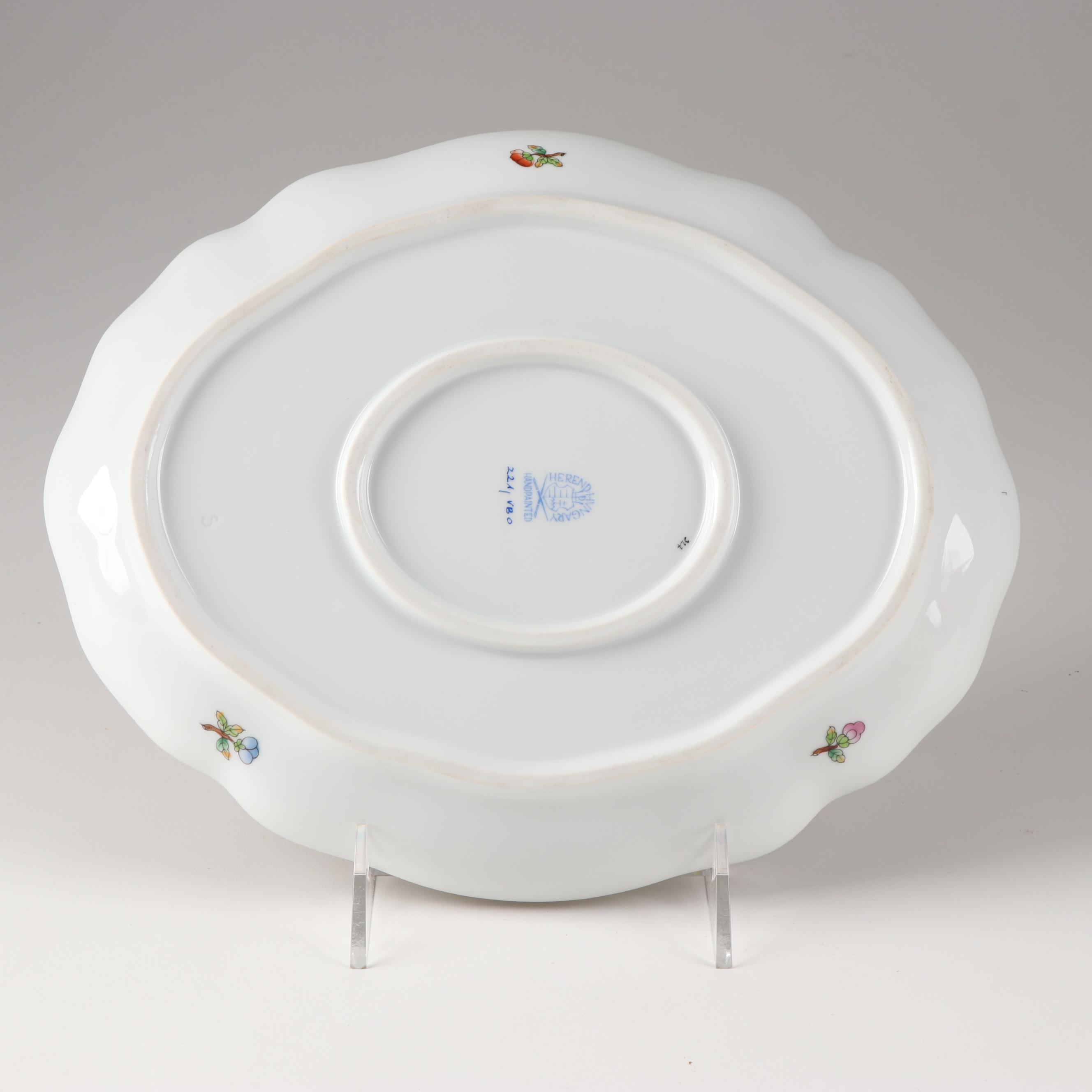 Herend Hungary "Queen Victoria Green" Gravy Boat With Under Plate