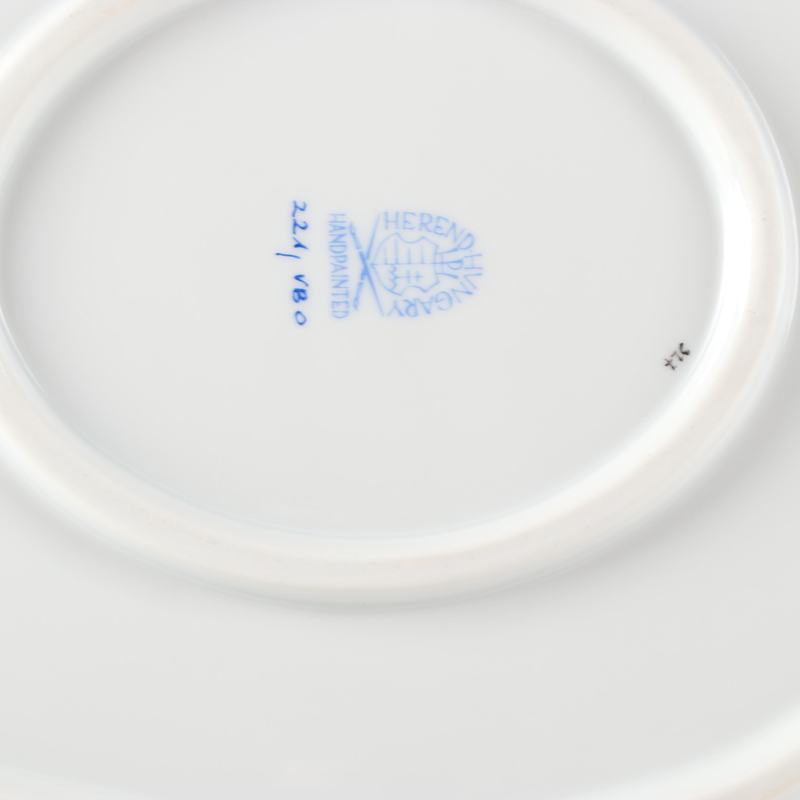 Herend Hungary "Queen Victoria Green" Gravy Boat With Under Plate