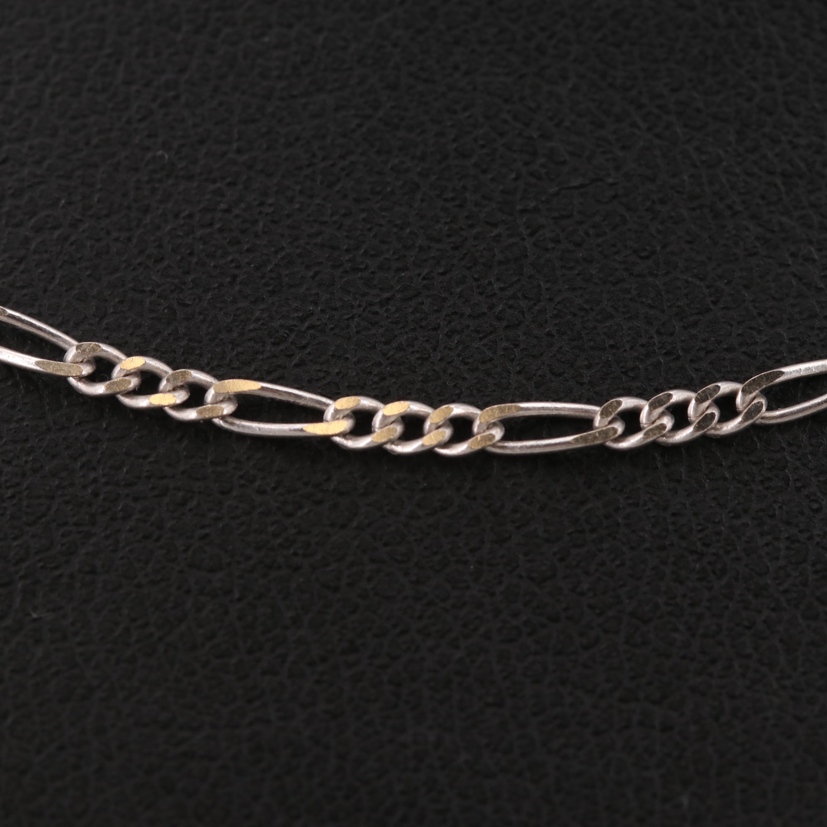 14K White Gold Figaro Chain Necklace