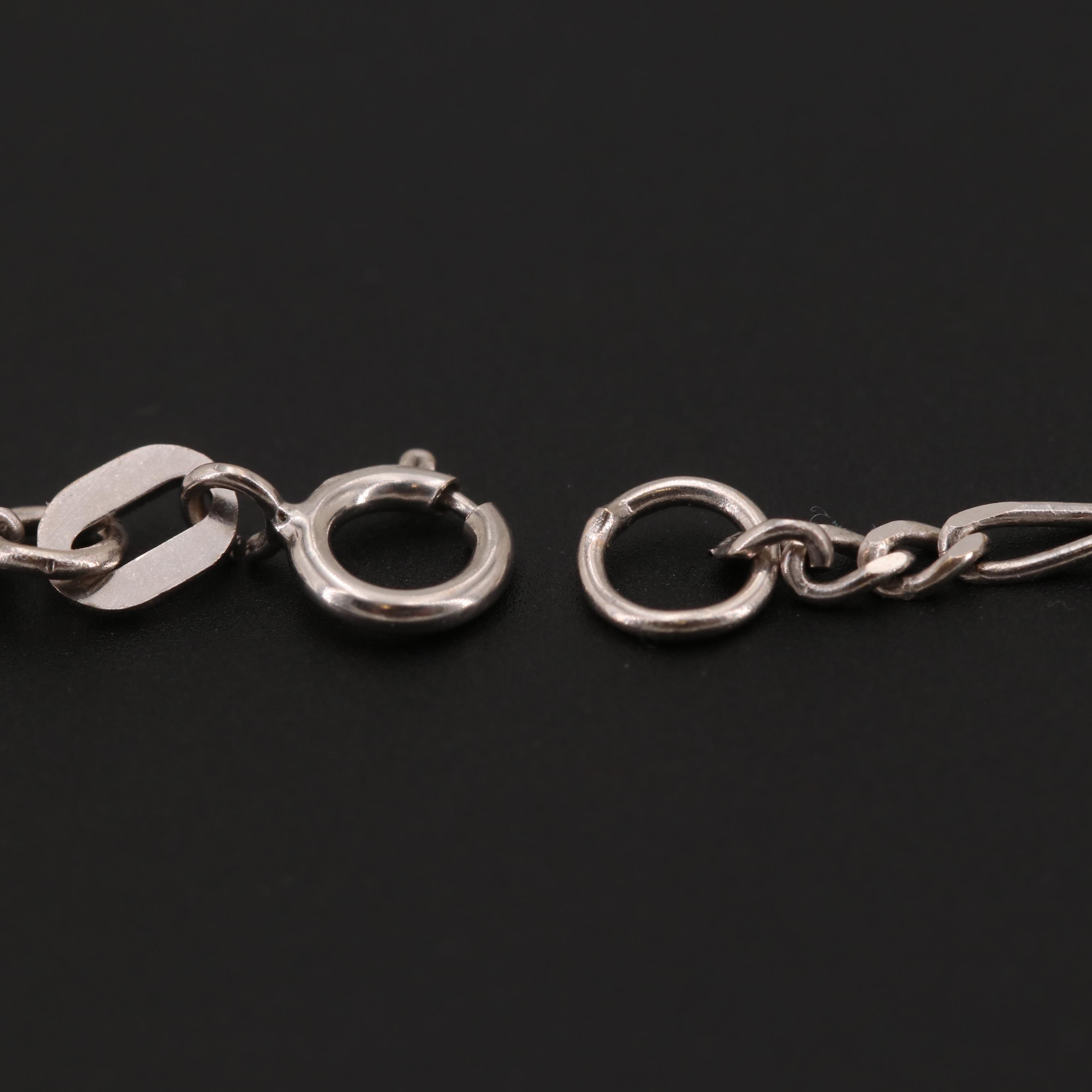 14K White Gold Figaro Chain Necklace