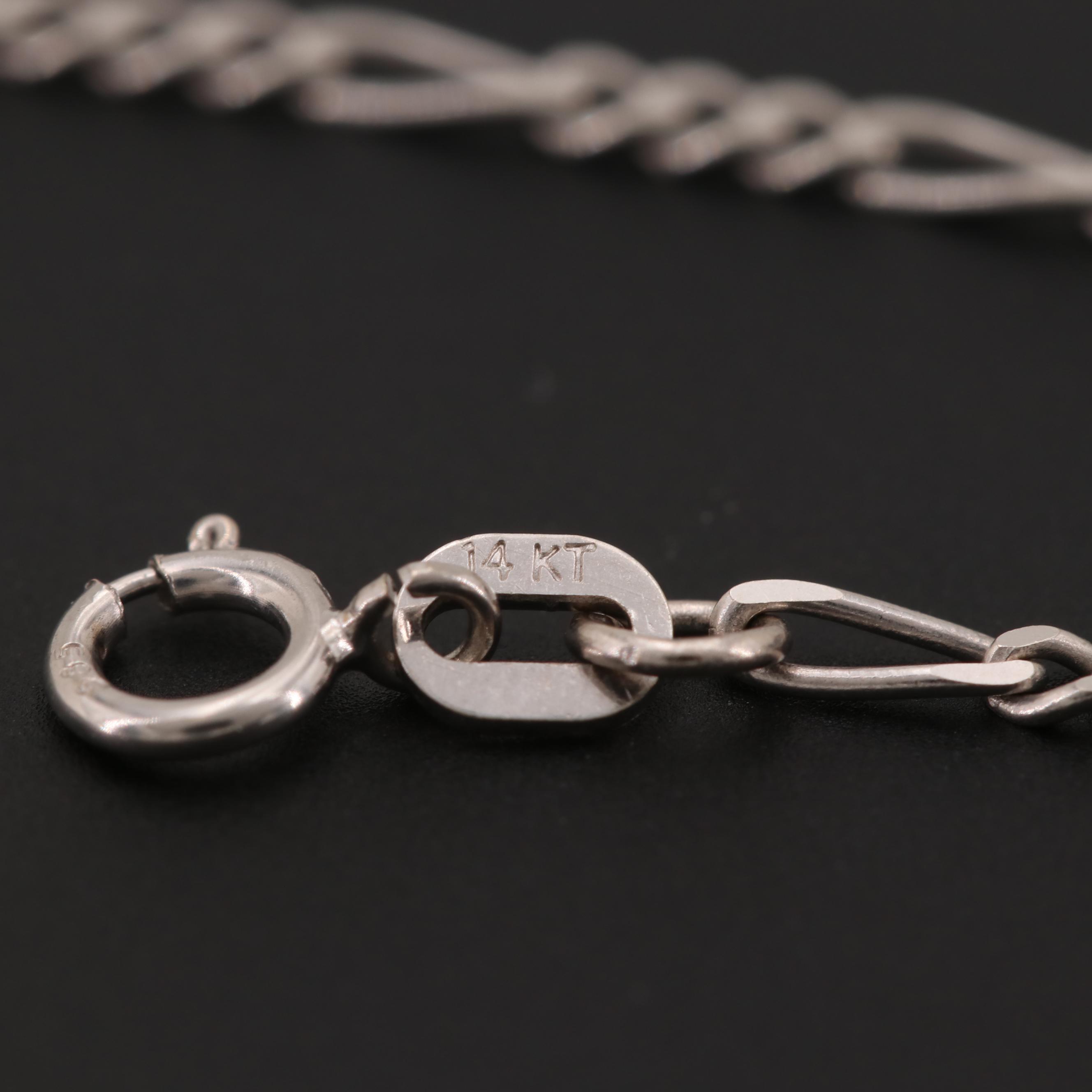14K White Gold Figaro Chain Necklace