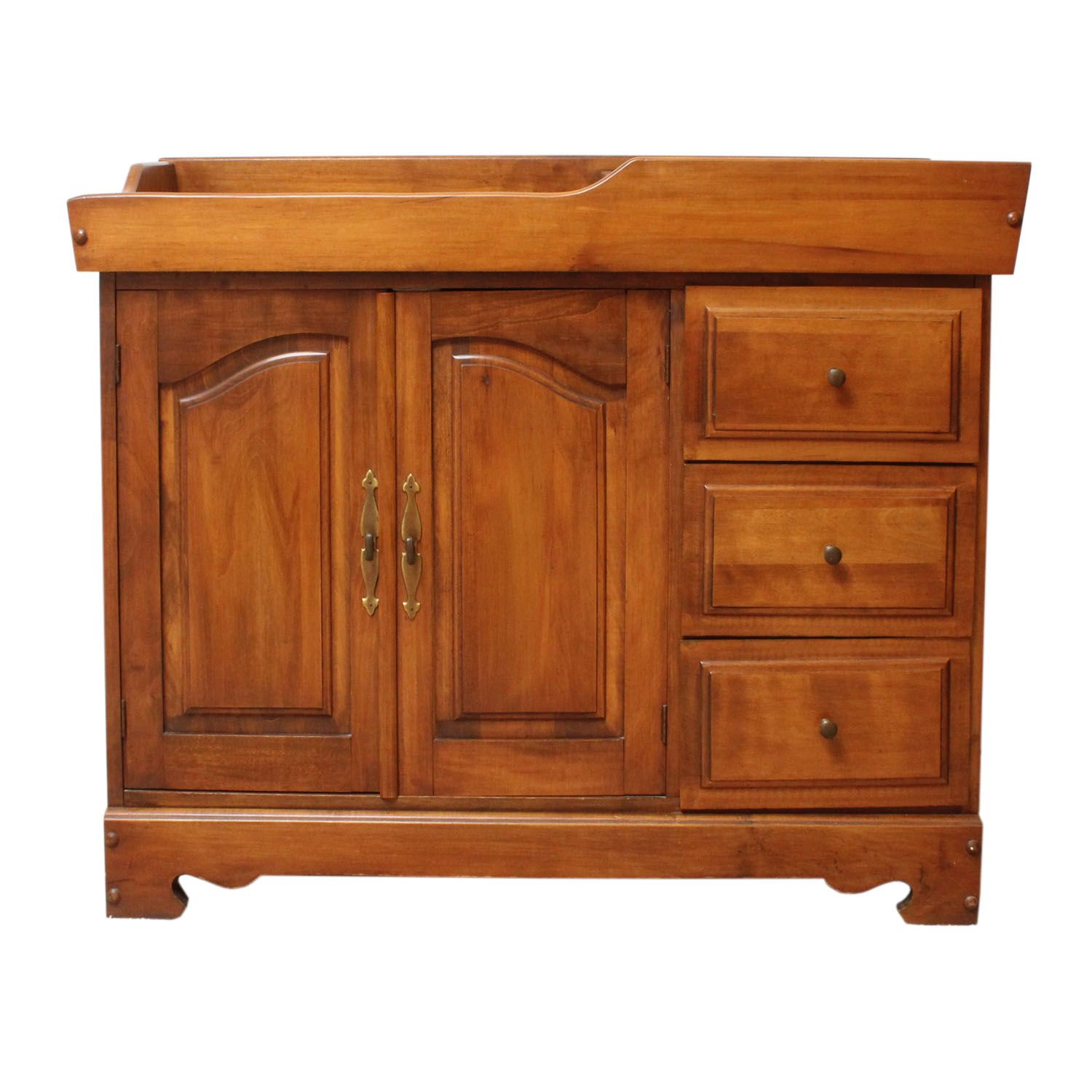 Wooden Changing Table with Storage, Mid-Century