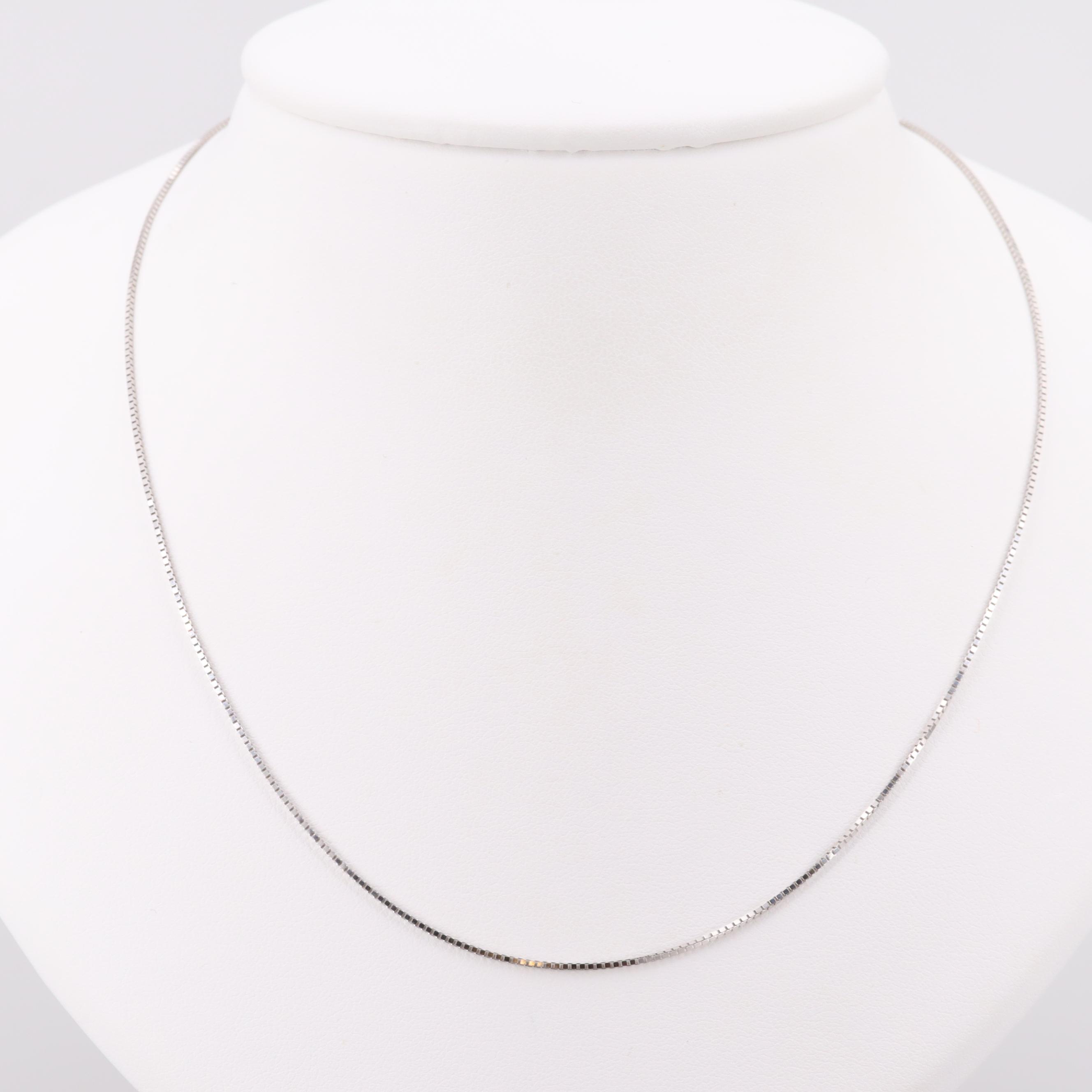 14K White Gold Box Chain Necklace