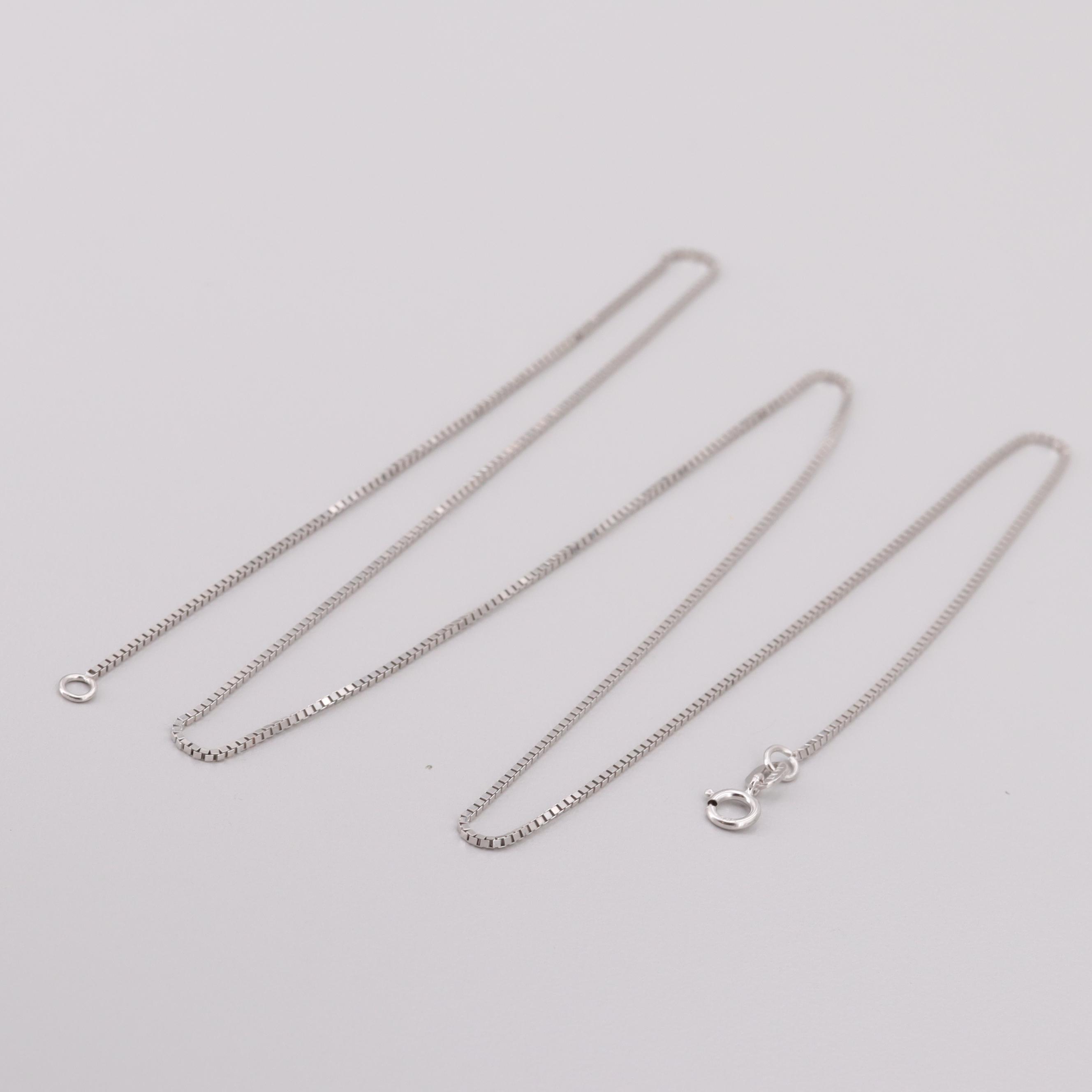 14K White Gold Box Chain Necklace