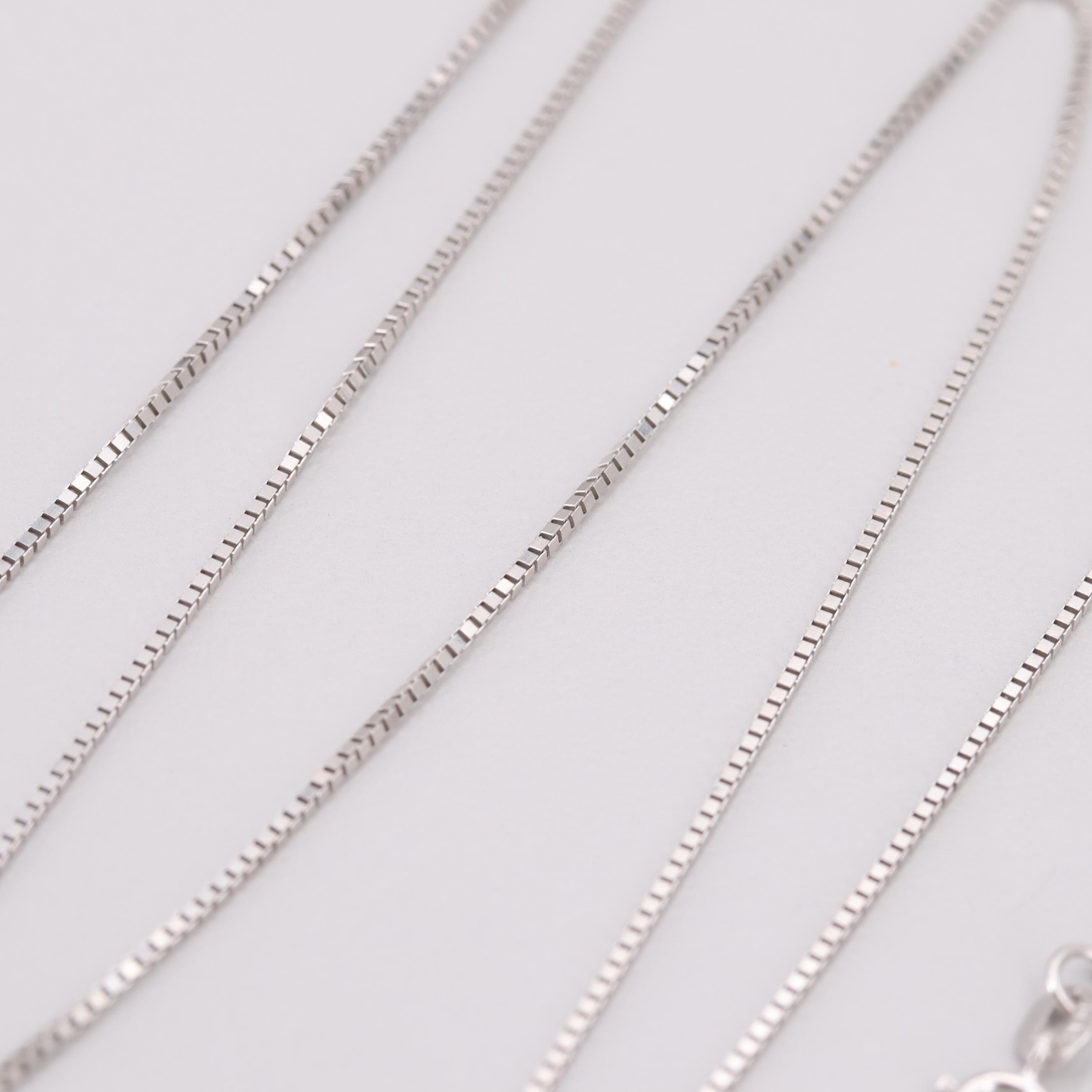 14K White Gold Box Chain Necklace