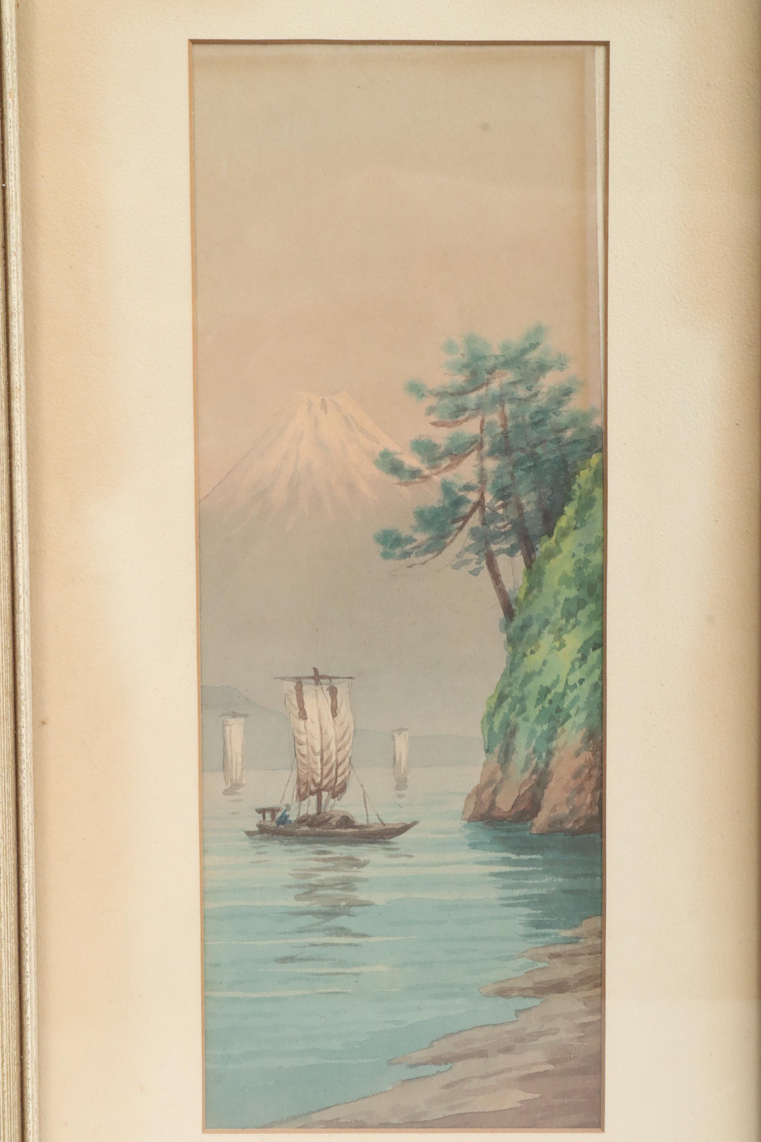 Japanese Mid 20th Century Mt. Fuji Watercolor Painting