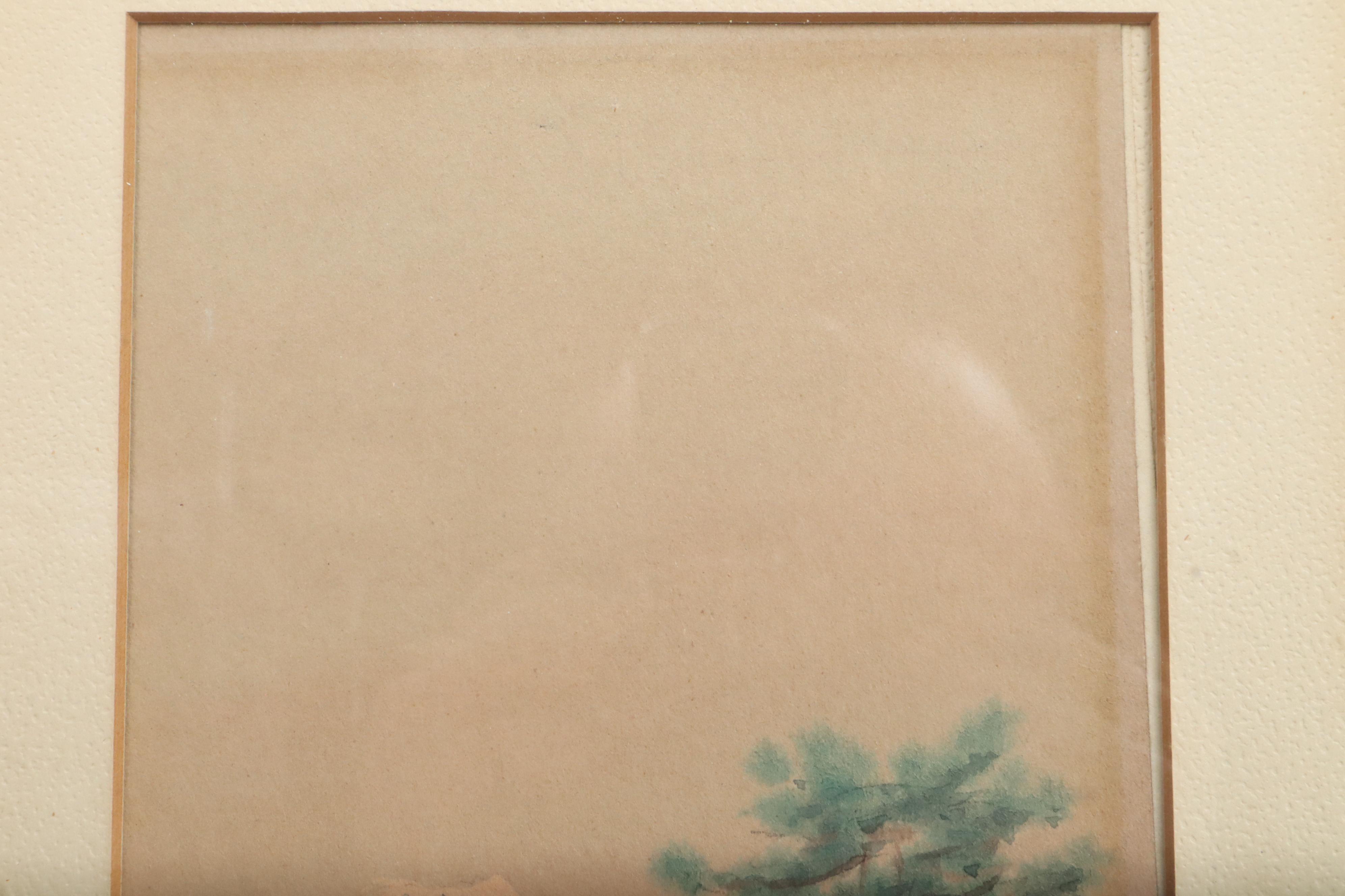 Japanese Mid 20th Century Mt. Fuji Watercolor Painting