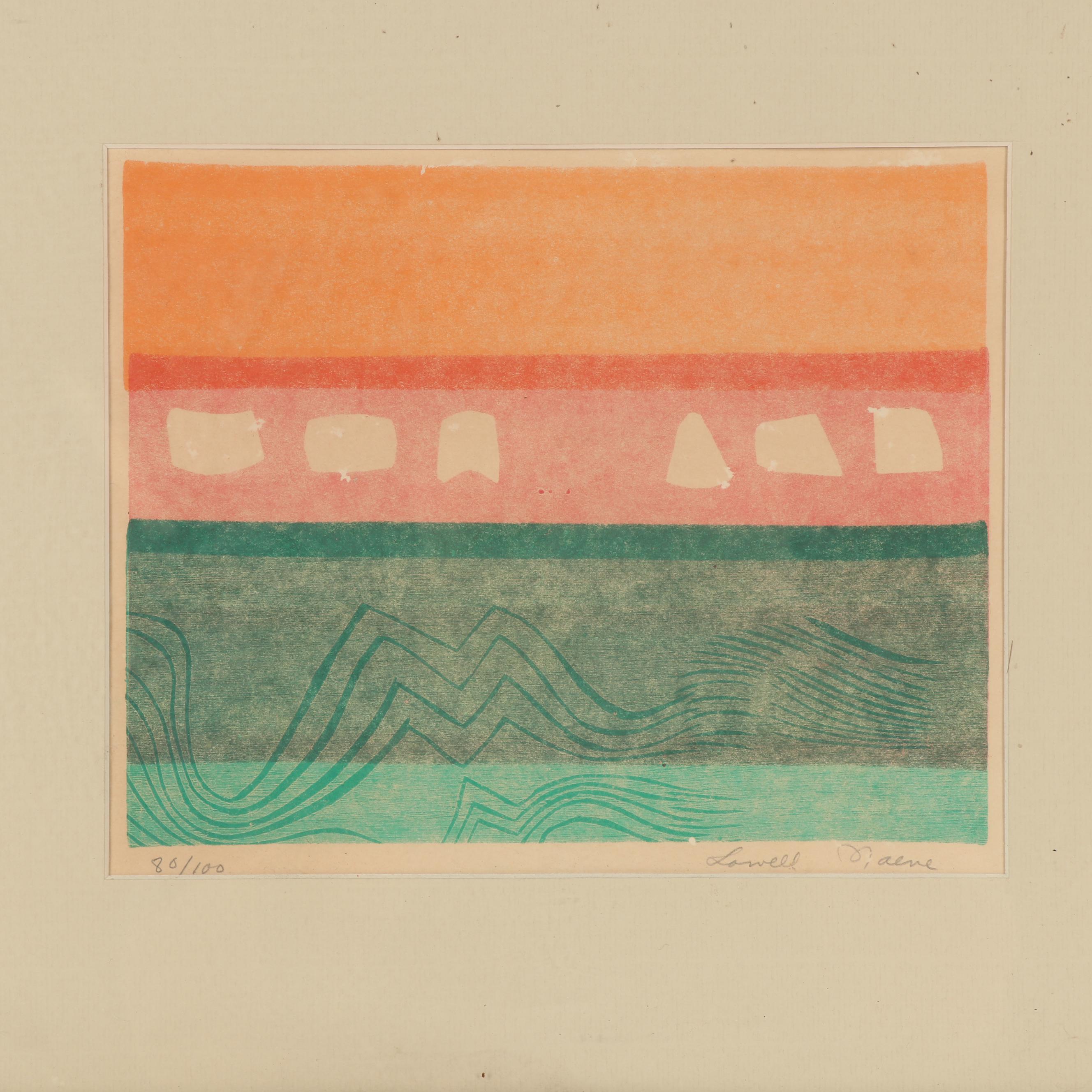 Lowell Naeve 1964 Woodcut "The Sea"