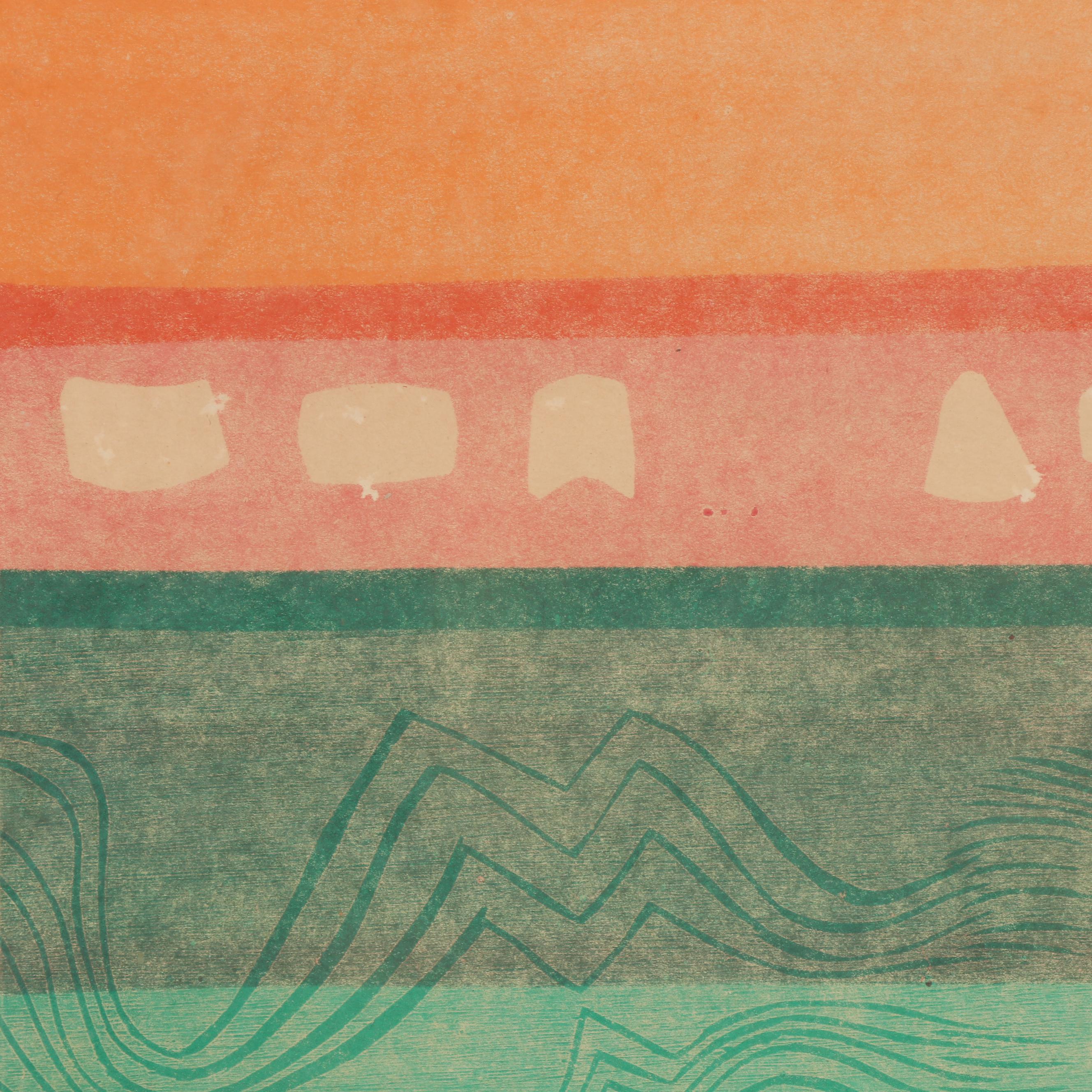 Lowell Naeve 1964 Woodcut "The Sea"