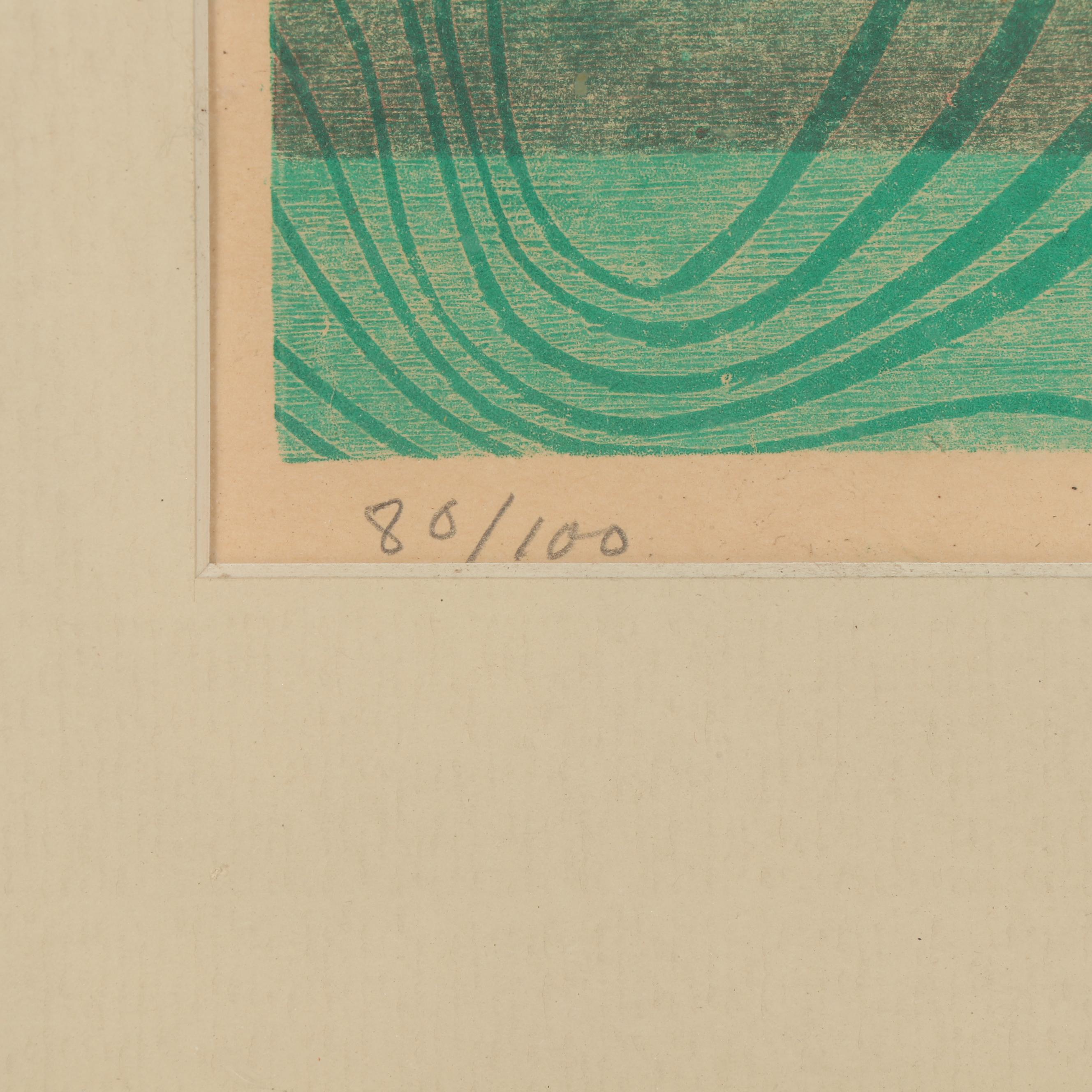 Lowell Naeve 1964 Woodcut "The Sea"