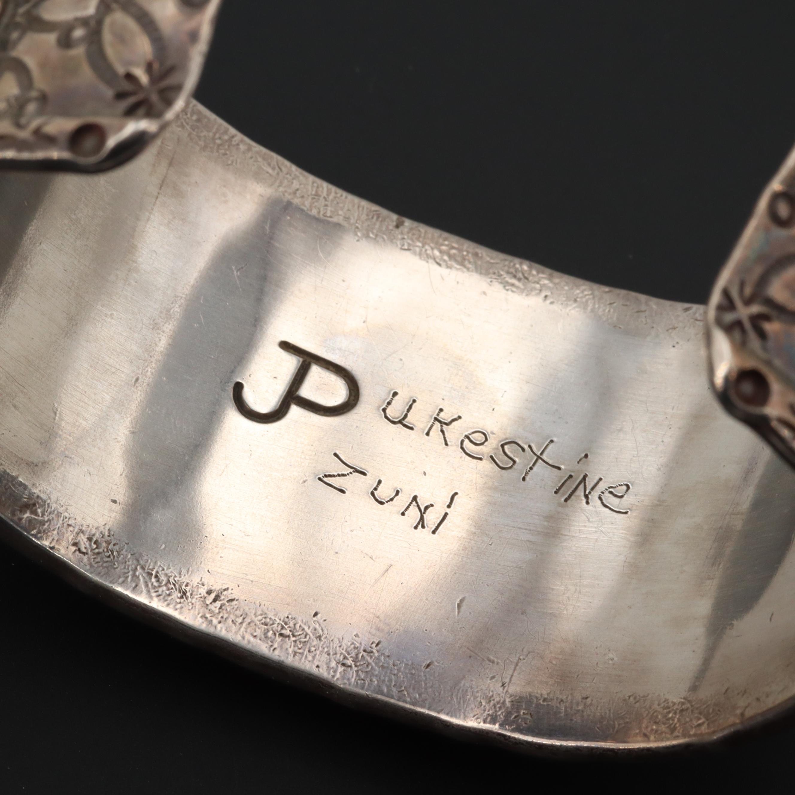 Jason and Pearl Ukestine Zuni Sterling Silver Turquoise Cuff Bracelet